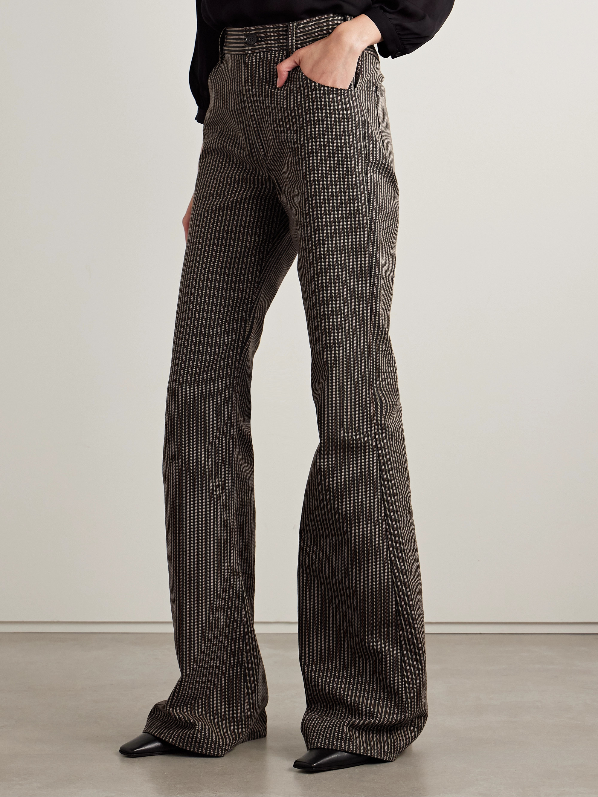 Nili Lotan Roe striped cotton-twill flared pants
