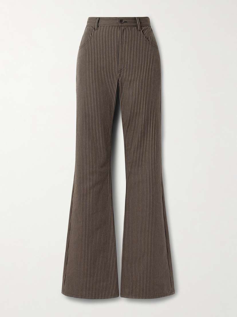 Nili Lotan Roe Striped Cotton-twill Flared Pants