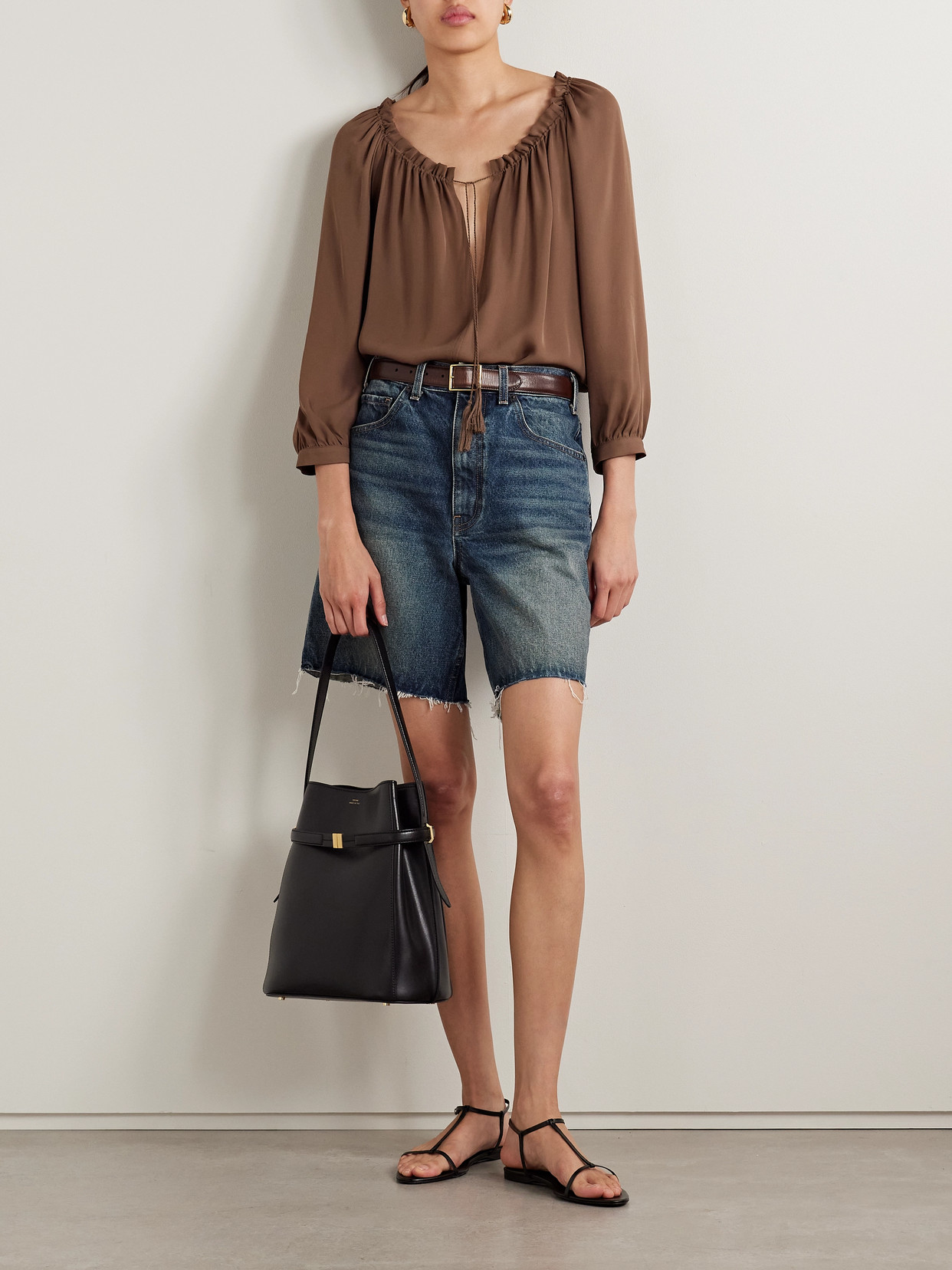 NILI LOTAN RUSSEL FRAYED DENIM SHORTS