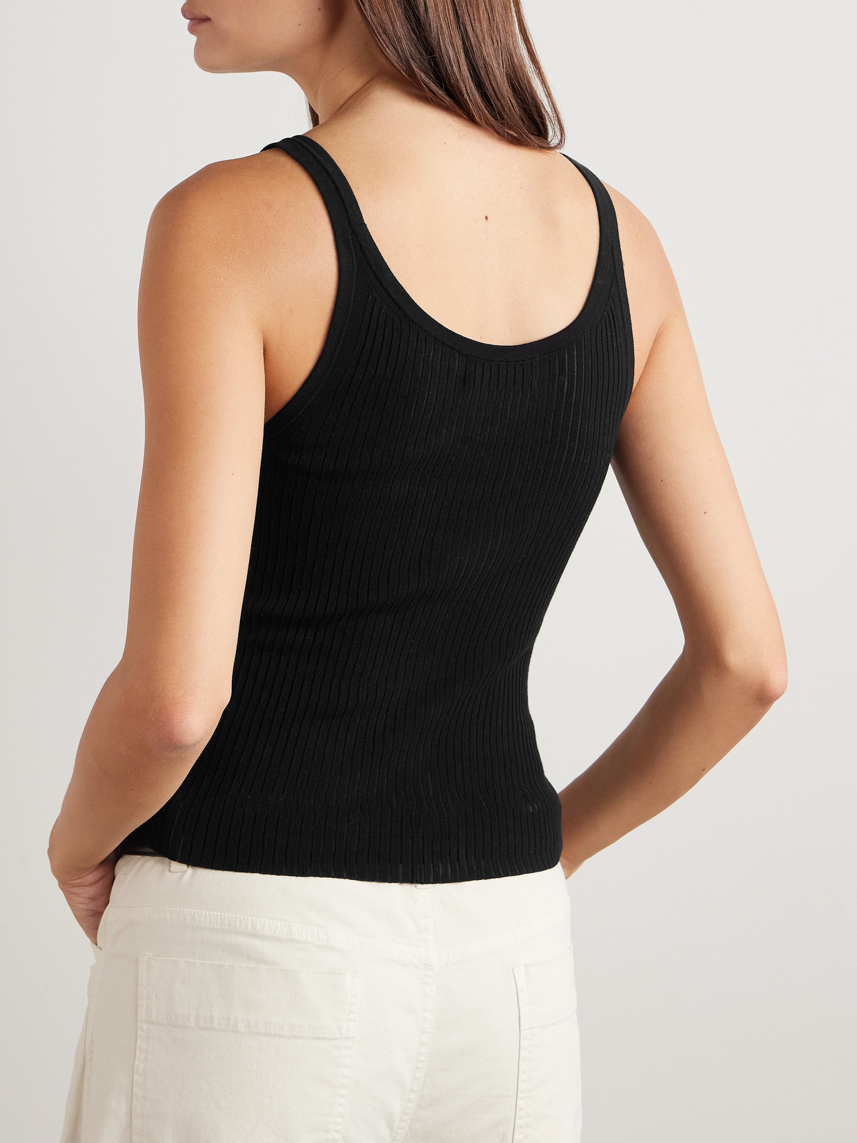 Nili Lotan Wrenley Ribbed Cotton Tank In Black