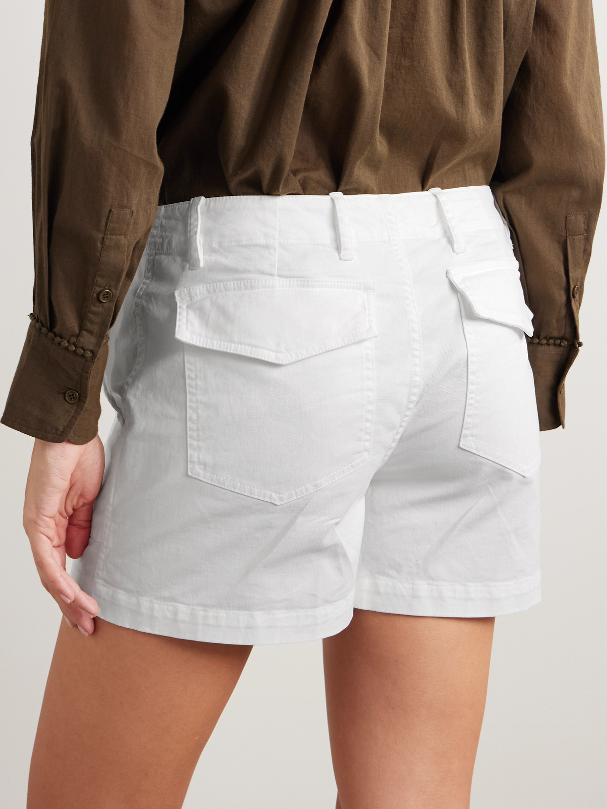 Nili Lotan Utility Cotton-blend Shorts In White