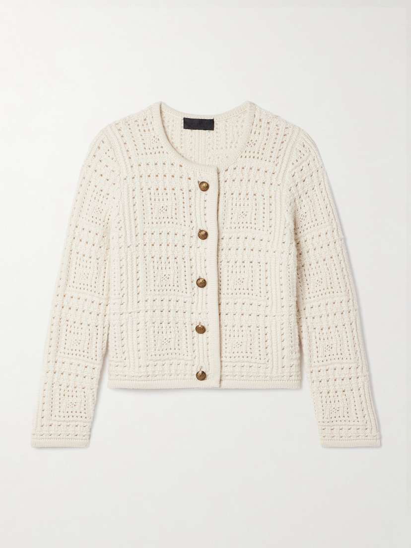 Nili Lotan Harry Pointelle-knit Cashmere Cardigan