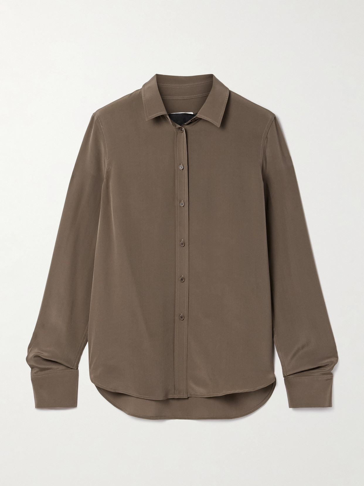 Nili Lotan Gaia Silk Crepe De Chine Shirt In Brown