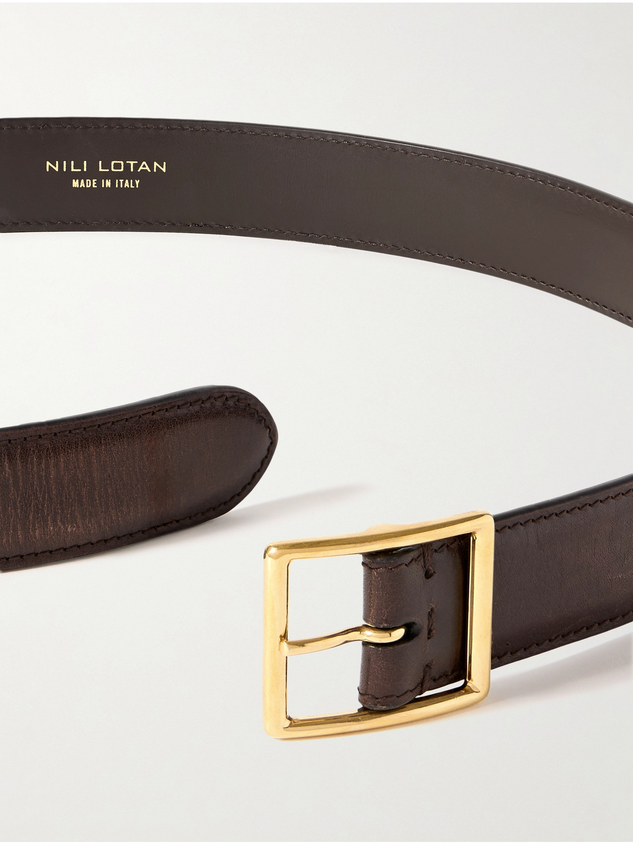 Shop Nili Lotan Gabriele Leather Belt In Brown