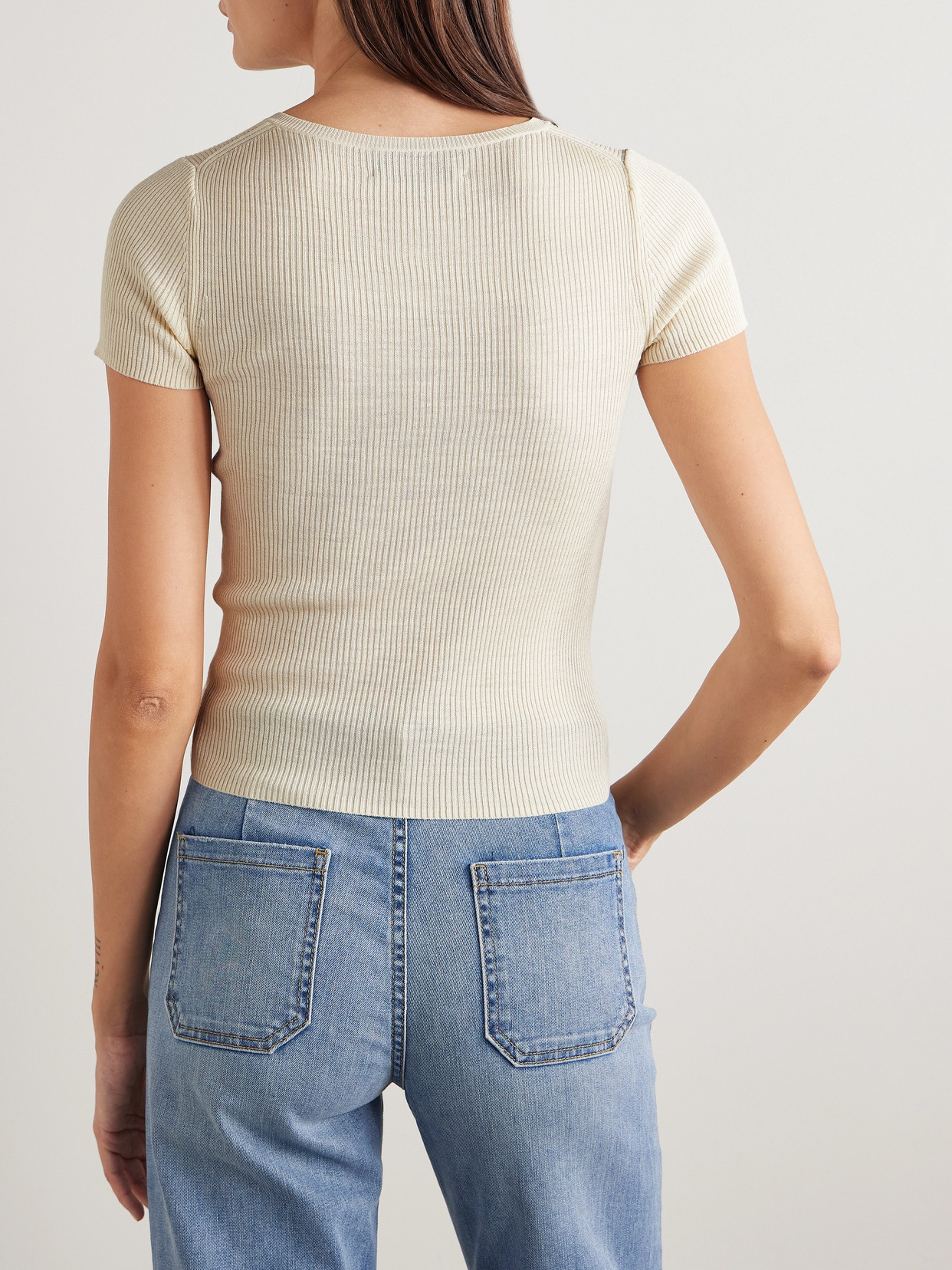 Francene Ribbed Silk Henley T-Shirt