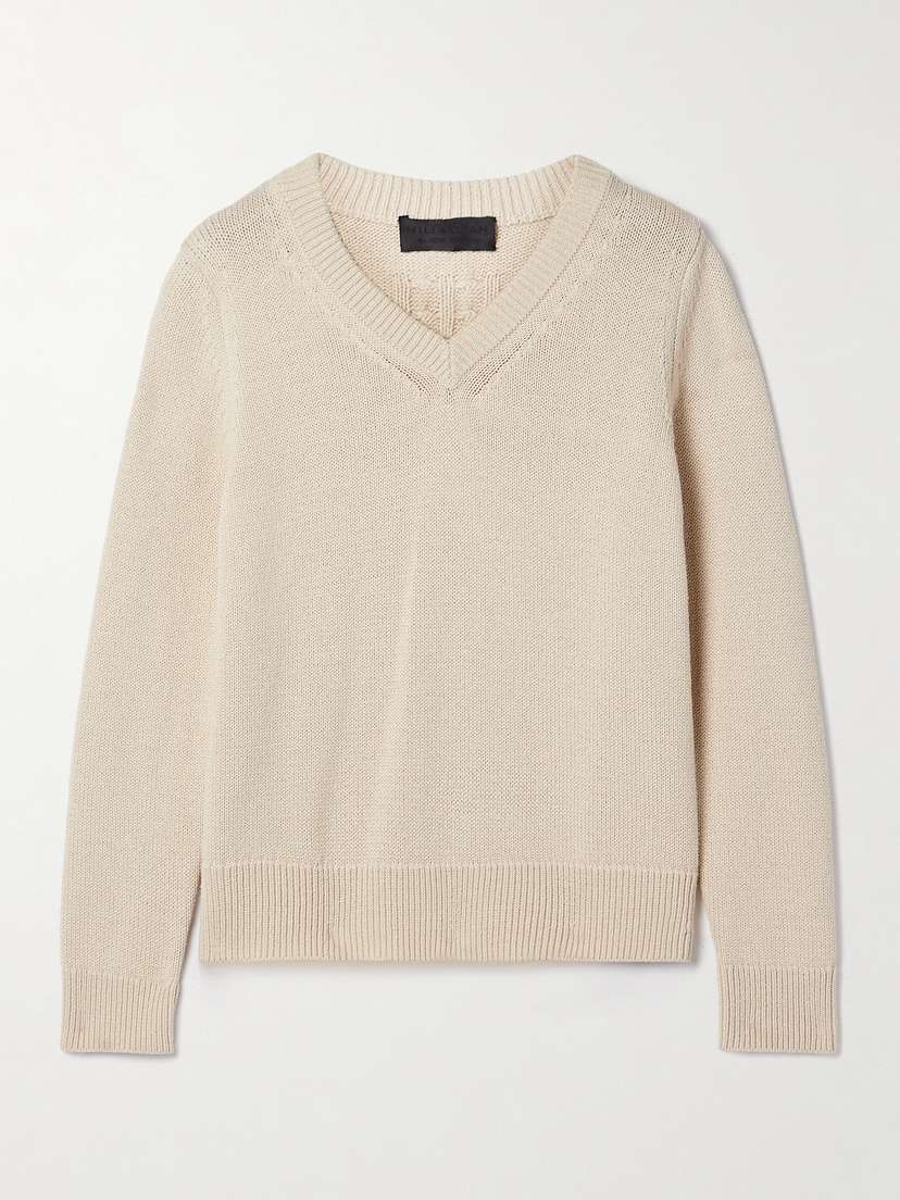 Nili Lotan Priya Cotton And Silk-blend Sweater