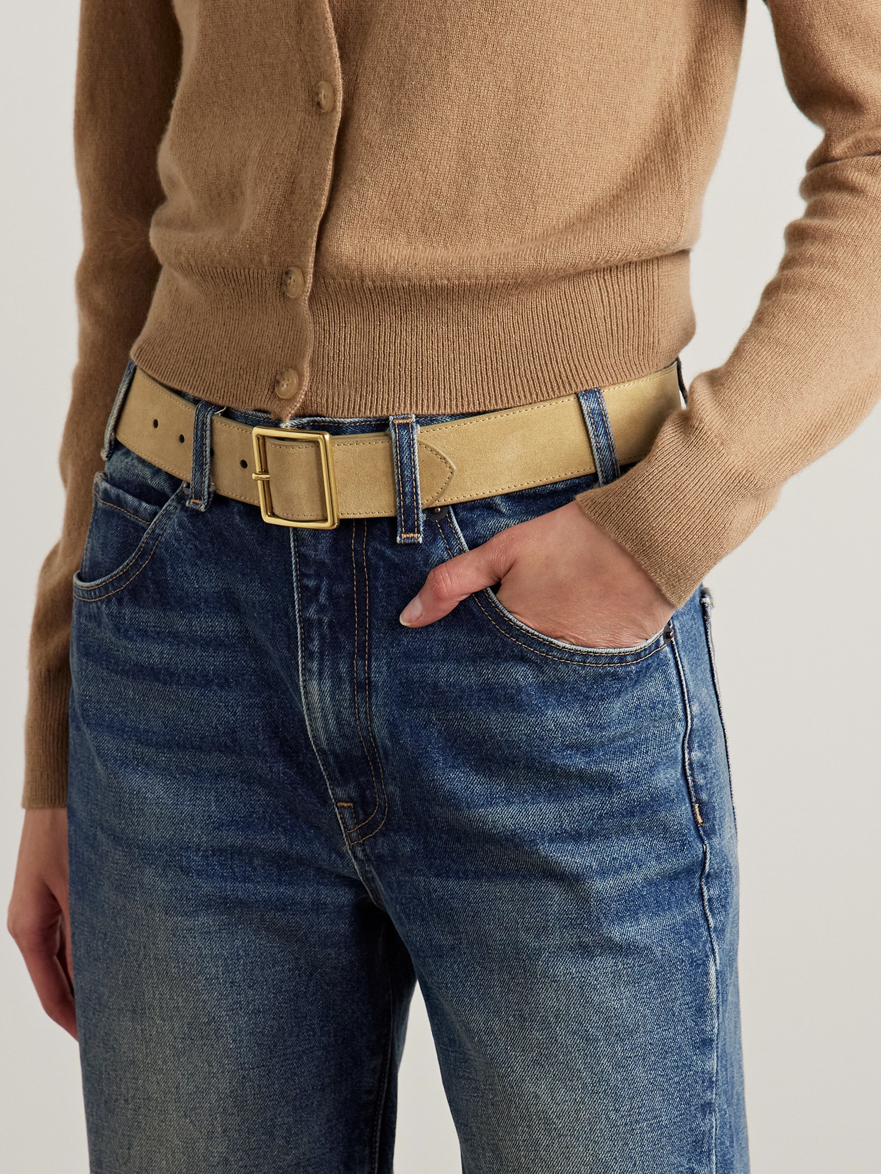 Nili Lotan Marcela Suede Belt In Neutrals