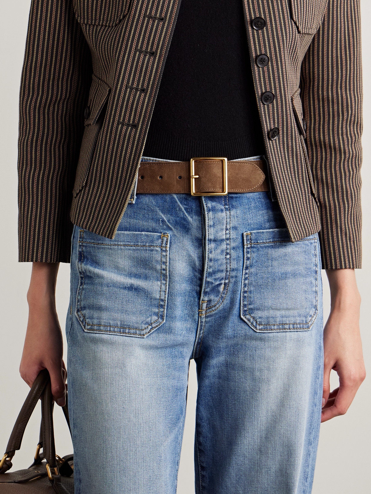 Shop Nili Lotan Marcela Suede Belt In Brown