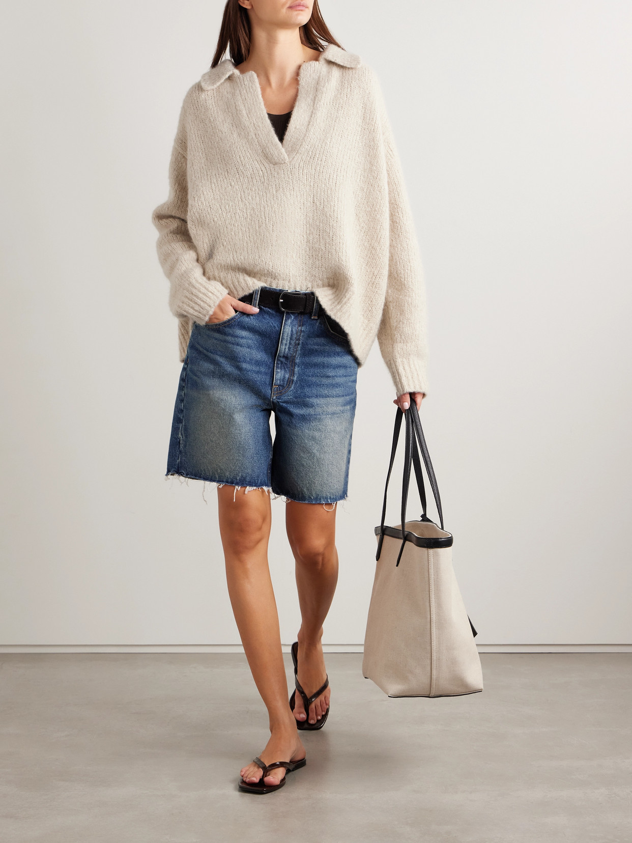 Nili Lotan Callen Oversized Cashmere And Silk-blend Sweater In Neutrals