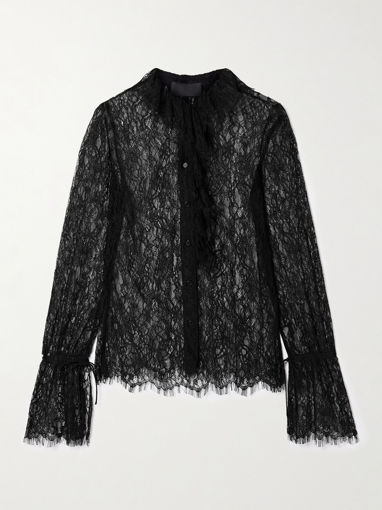 Nili Lotan Cecily Ruffled Lace Shirt In Black