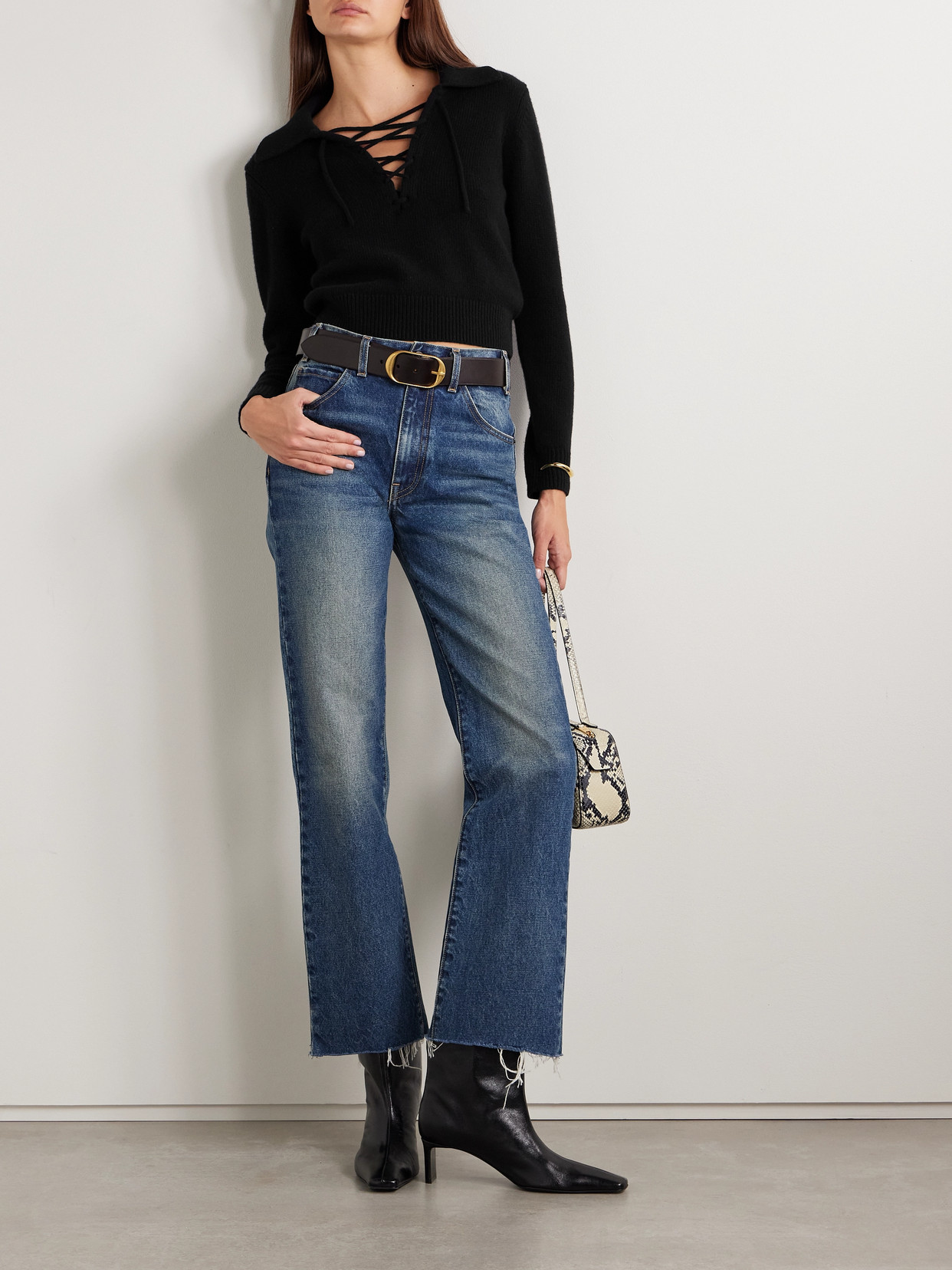Nili Lotan Rosemary Lace-up Wool Sweater In Black