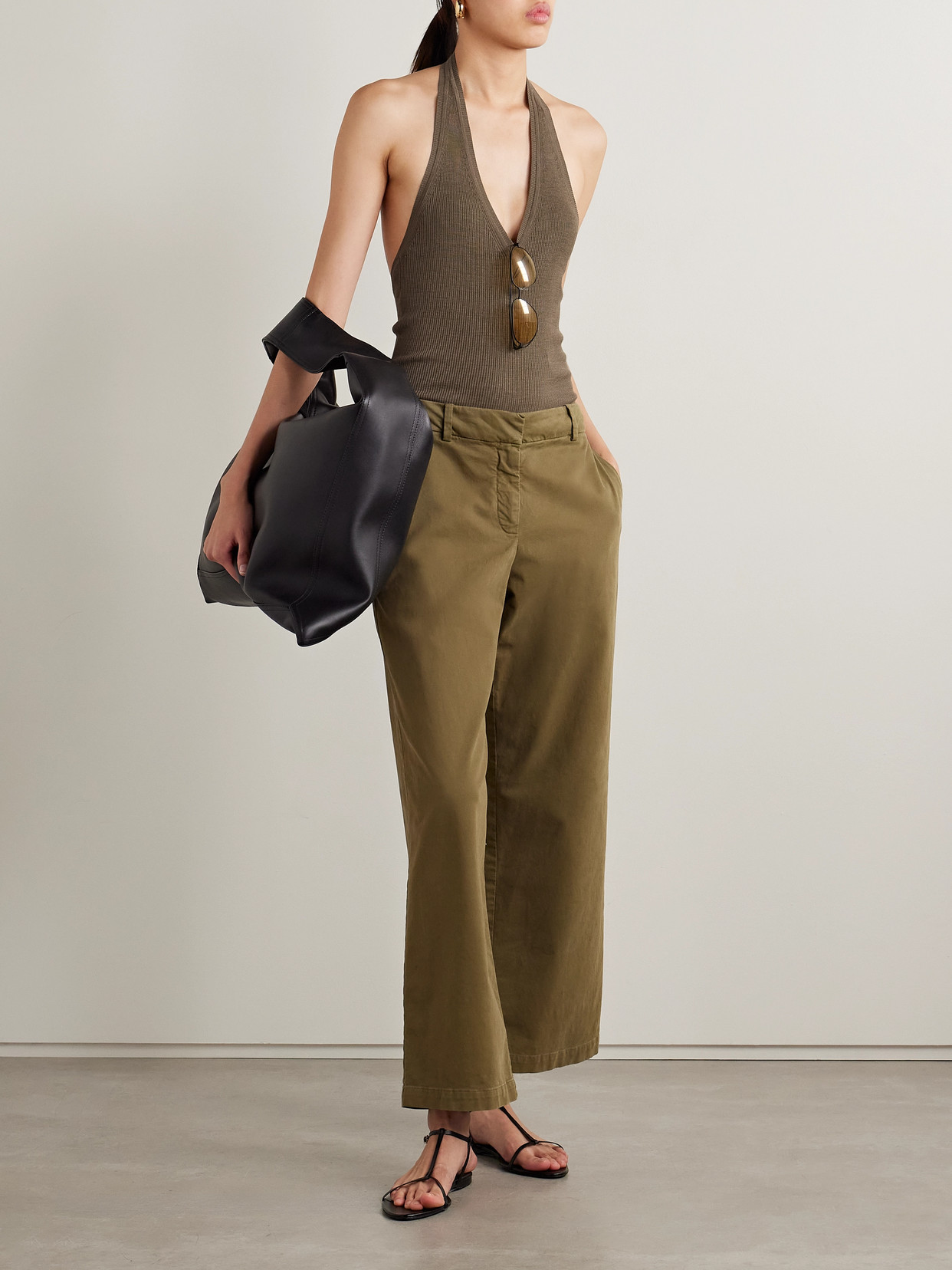 Ivey Ribbed Silk-Jersey Halterneck Top