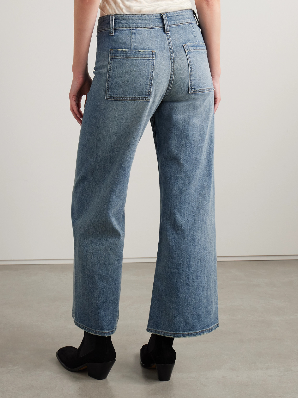 Megan Distressed High-Rise Wide- Leg