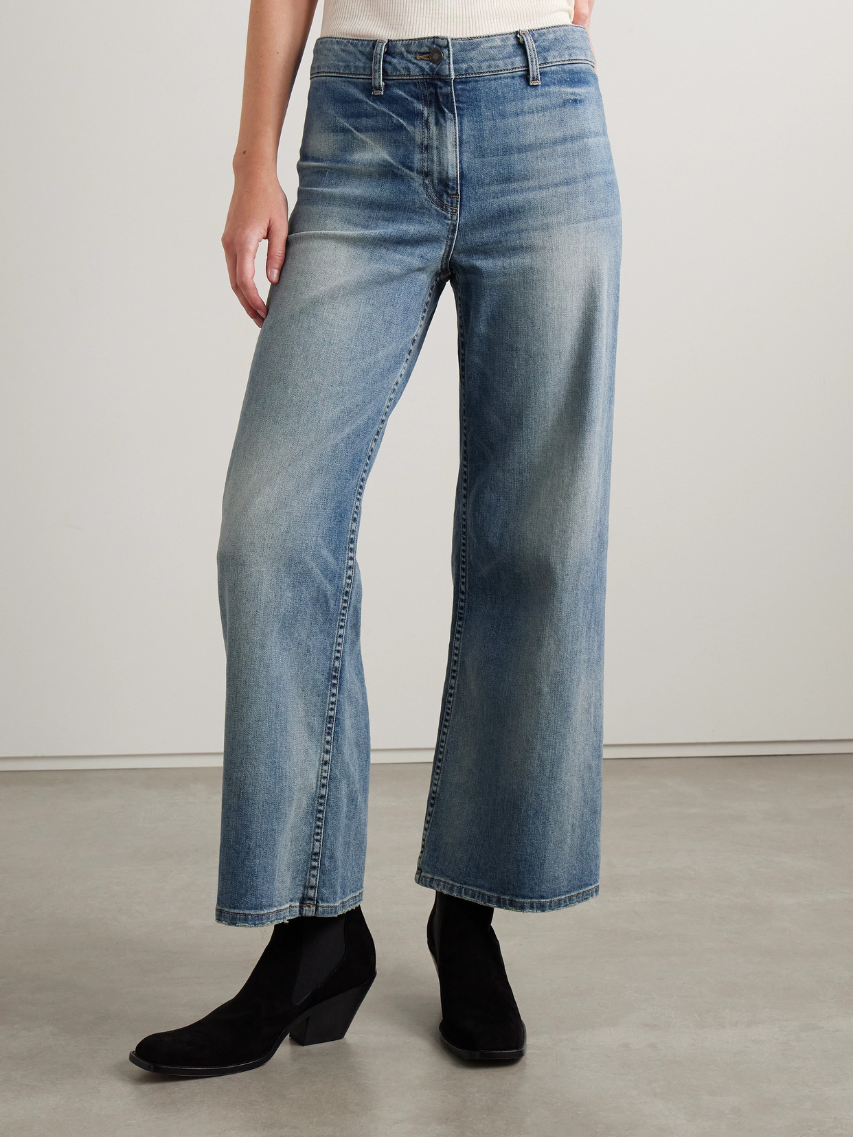 Megan Distressed High-Rise Wide- Leg