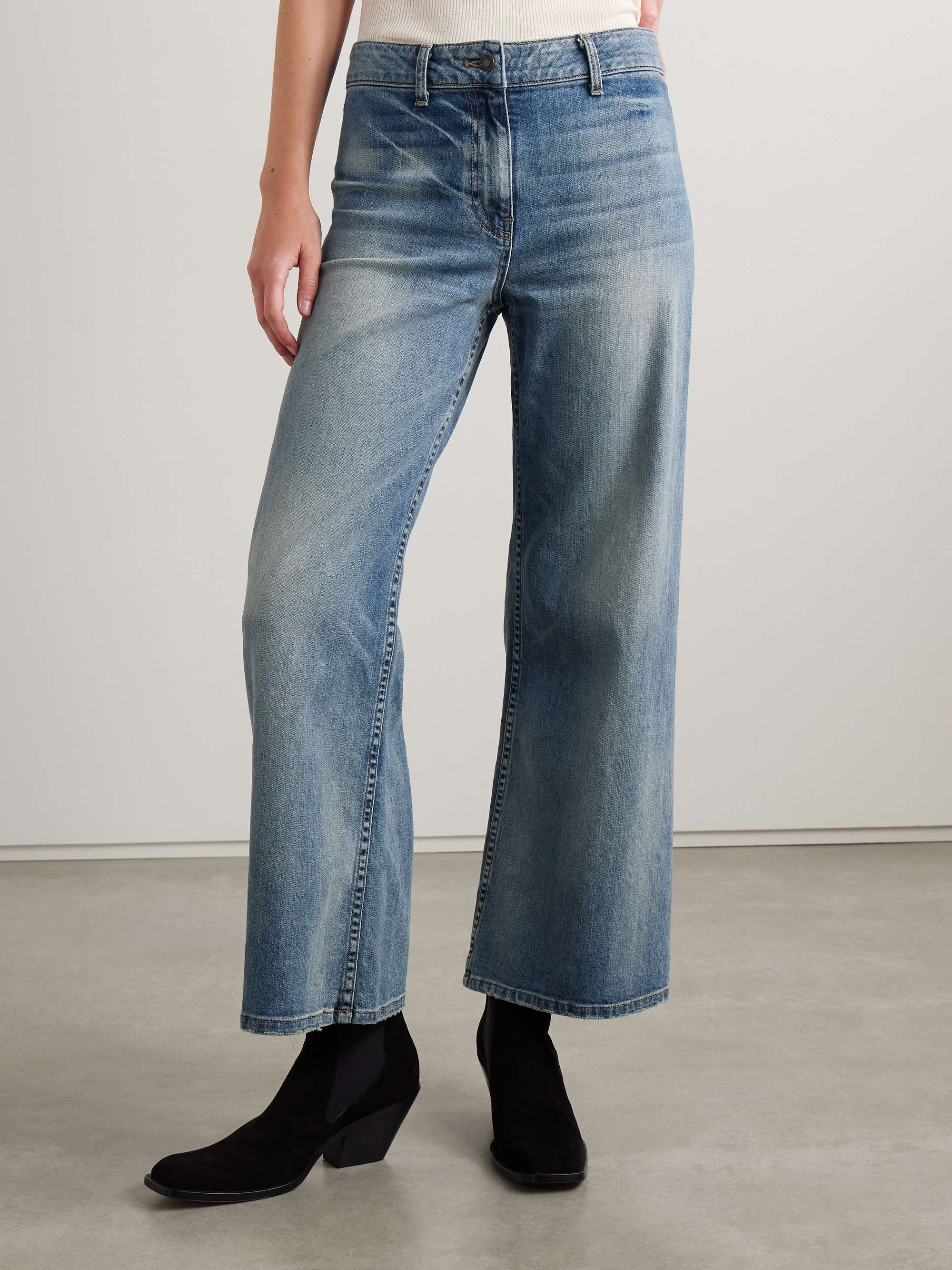 NILI LOTAN Megan distressed high-rise wide-leg jeans