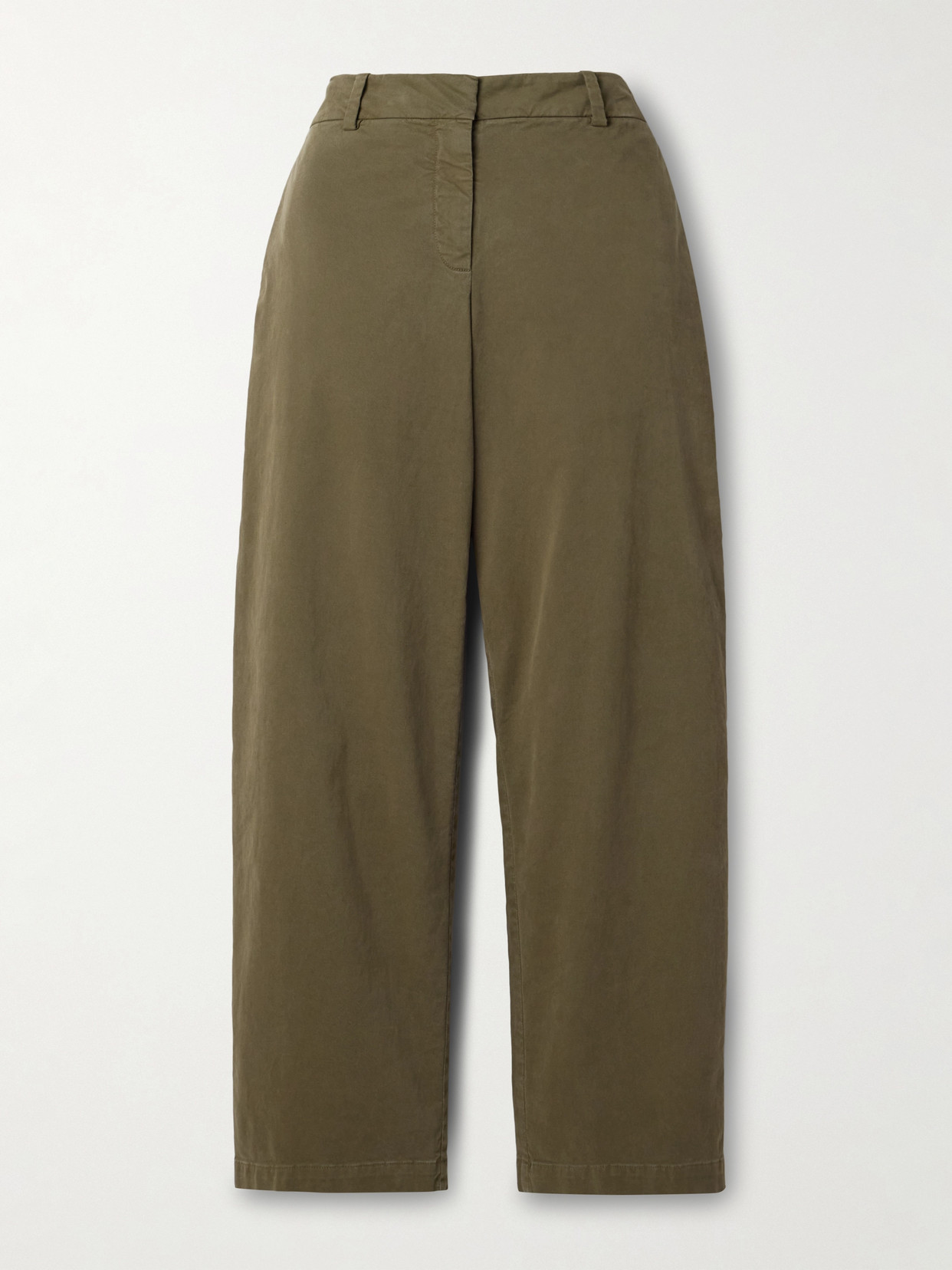 Nili Lotan Nohan Brushed Cotton-blend Twill Wide-leg Pants In Green