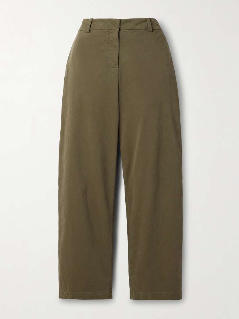 Nili Lotan Nohan Brushed Cotton-blend Twill Wide-leg Pants