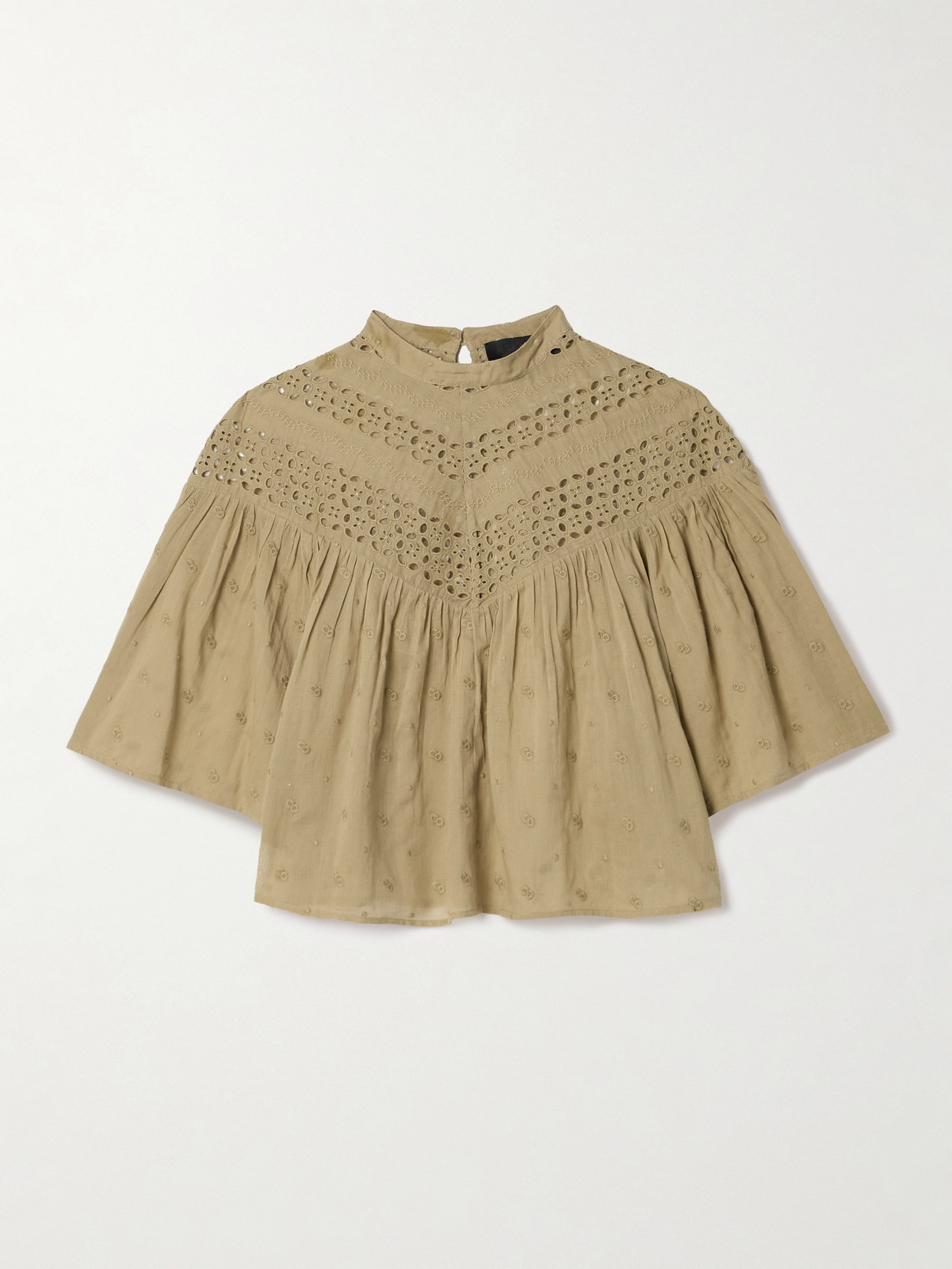 Nili Lotan Mikki Embroidered Broderie Anglaise Cotton-voile Blouse In Green