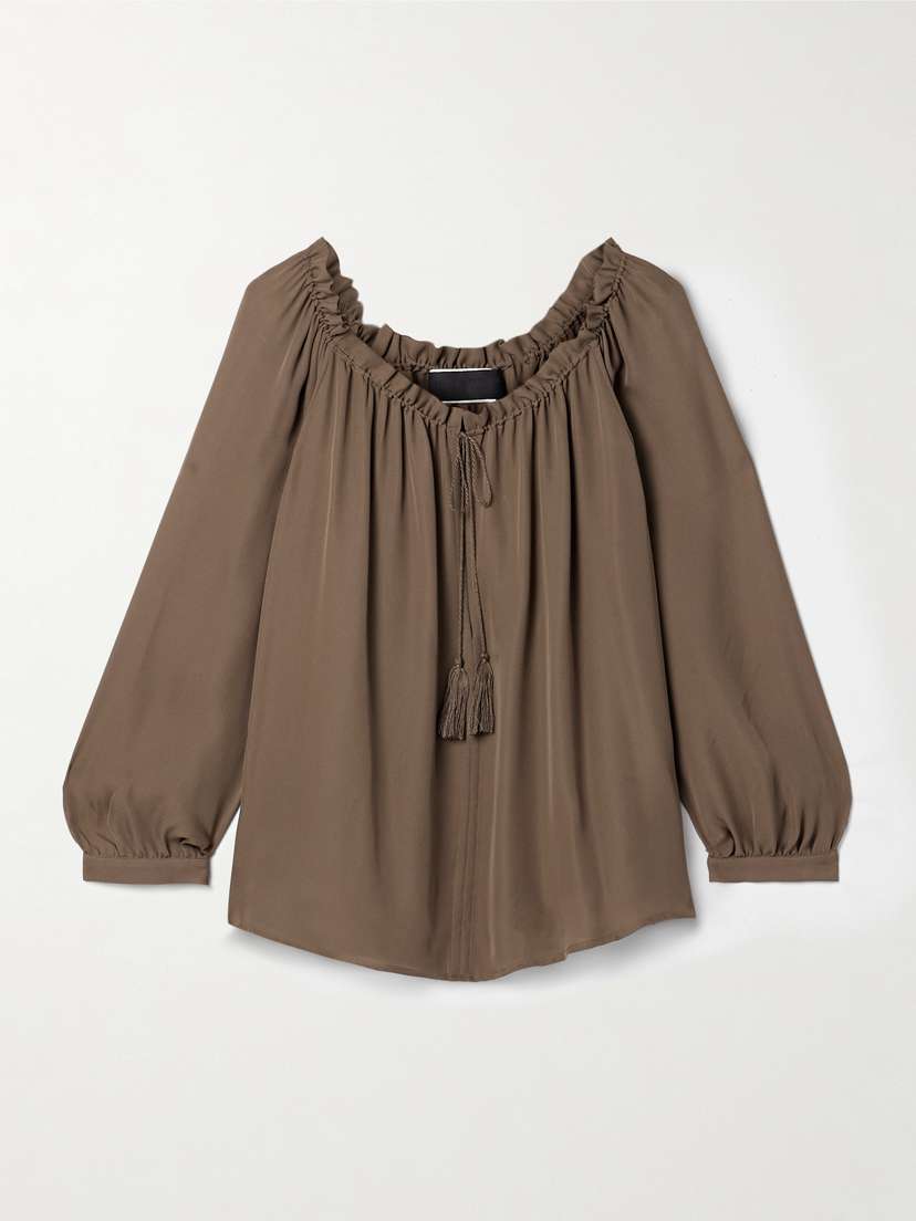 Nili Lotan Carley Gathered Silk-chiffon Blouse