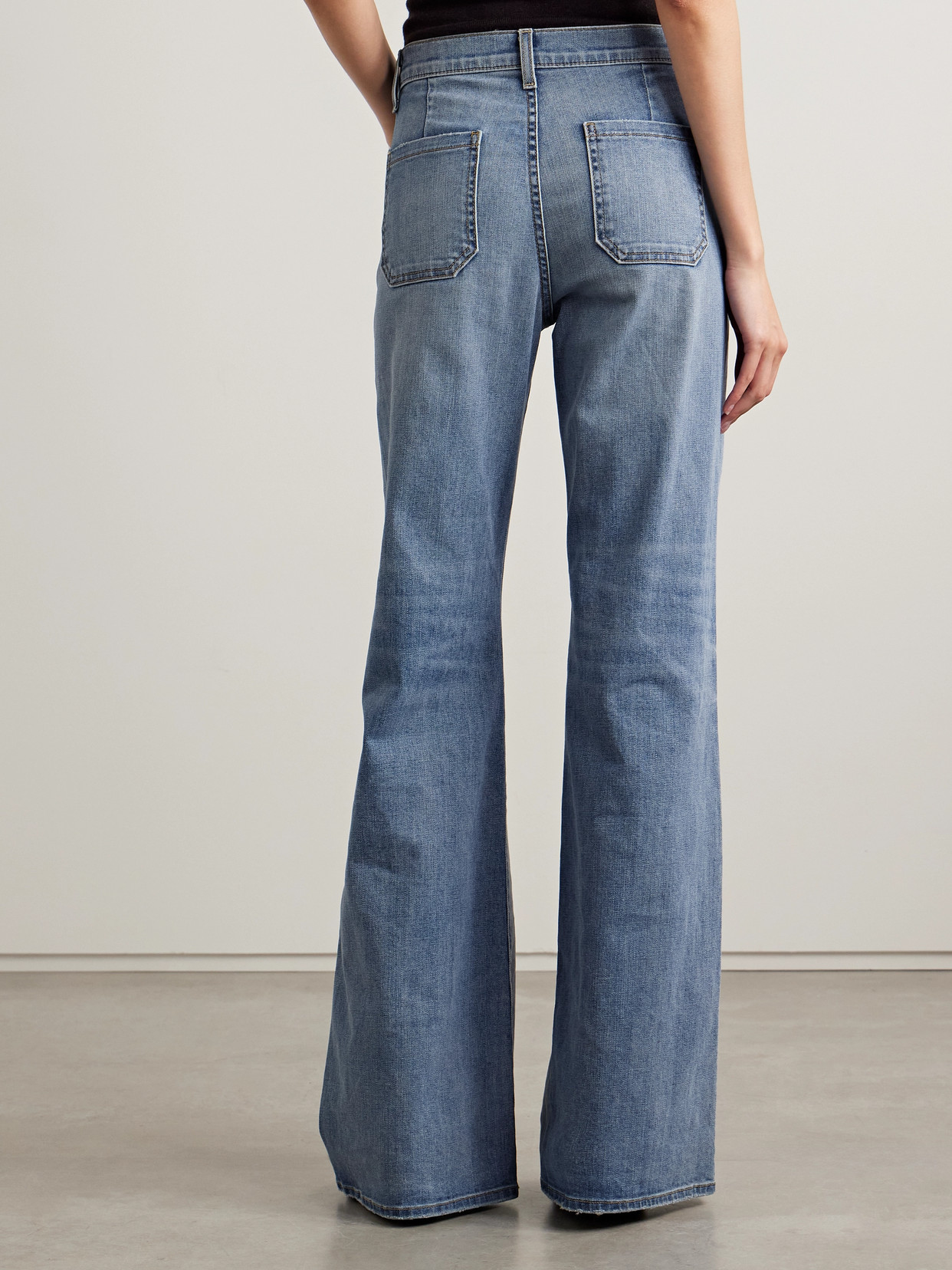 Shop Nili Lotan Florence Distressed High-rise Flared Jeans In Blue