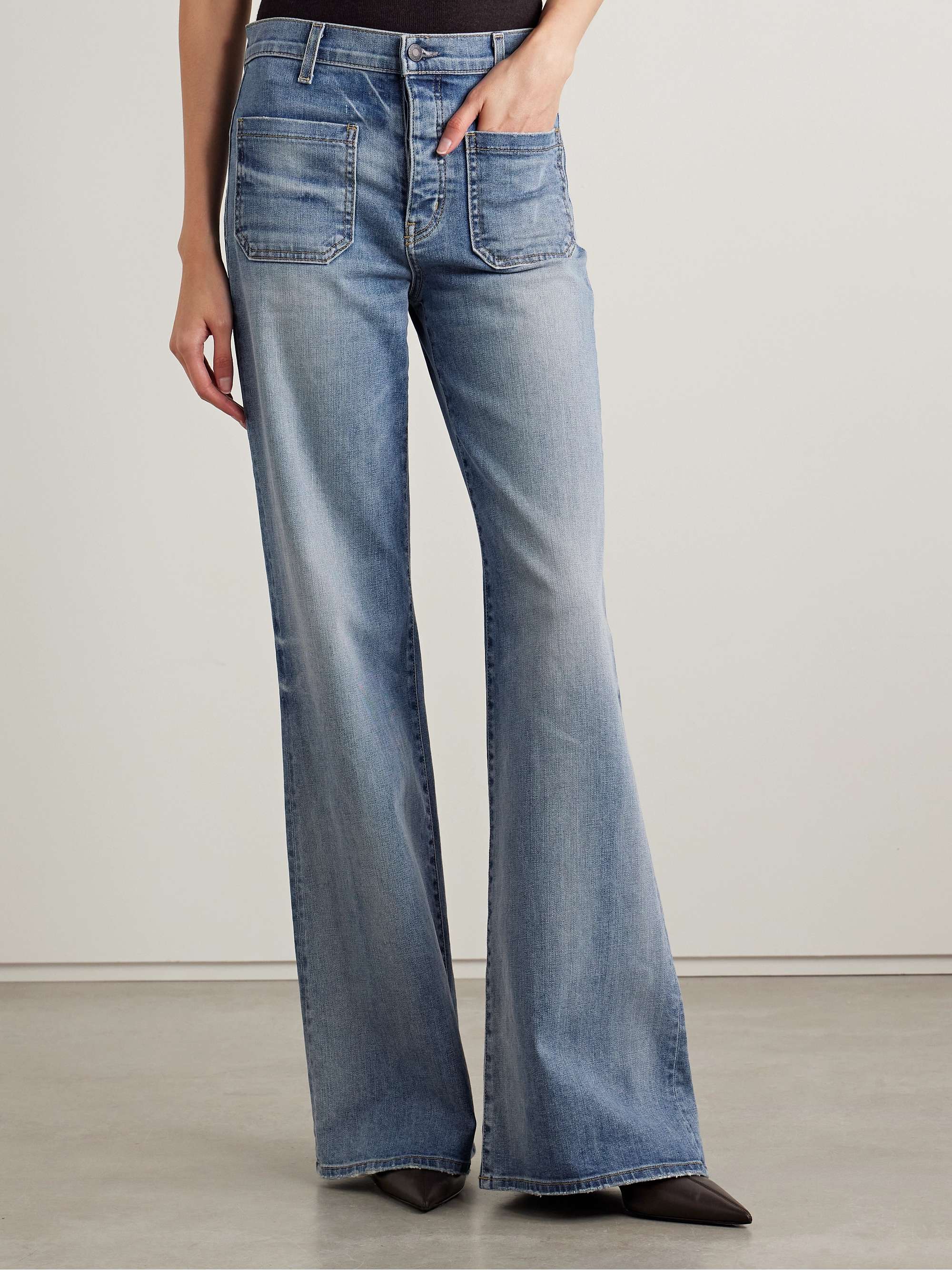 NILI LOTAN Florence distressed high-rise flared jeans