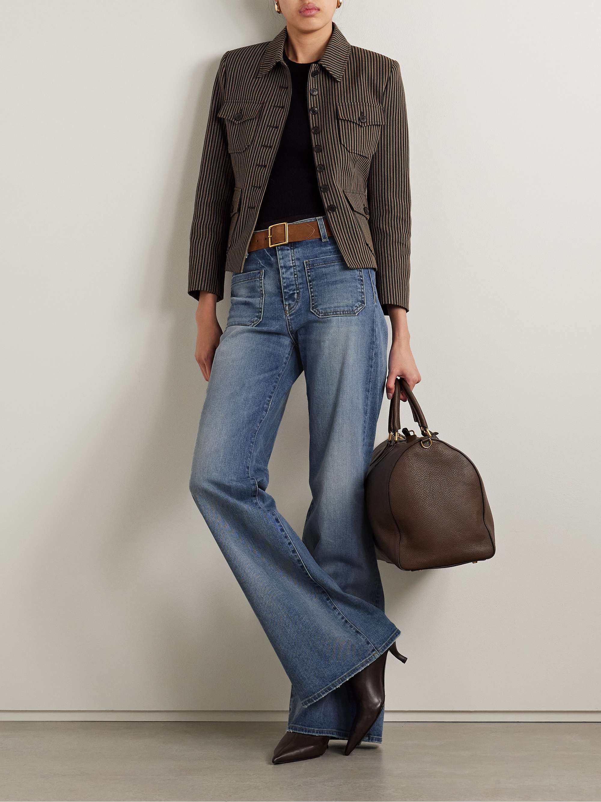 NILI LOTAN Florence distressed high-rise flared jeans