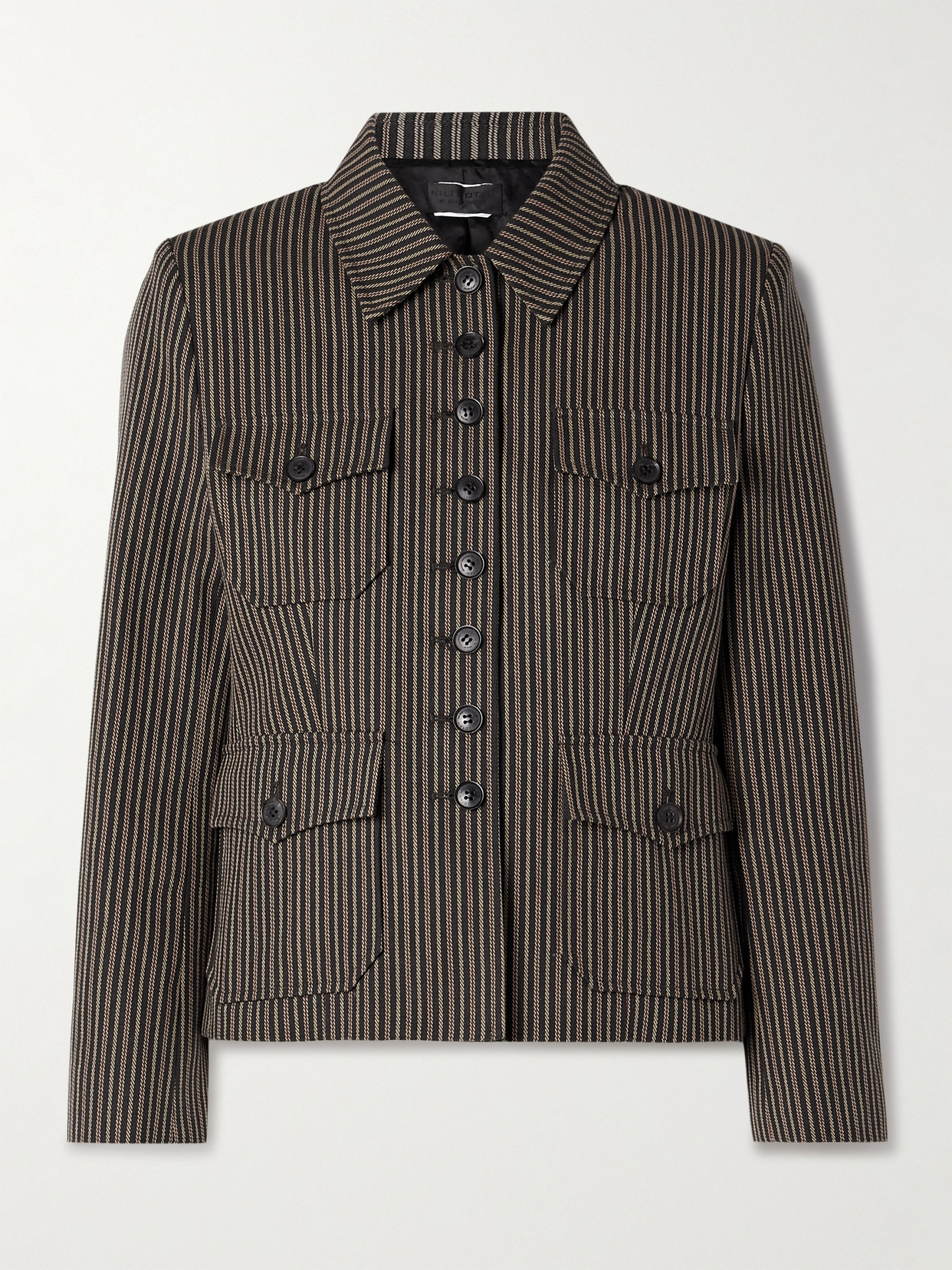 Nili Lotan Jamison Striped Cotton-twill Jacket In Gray