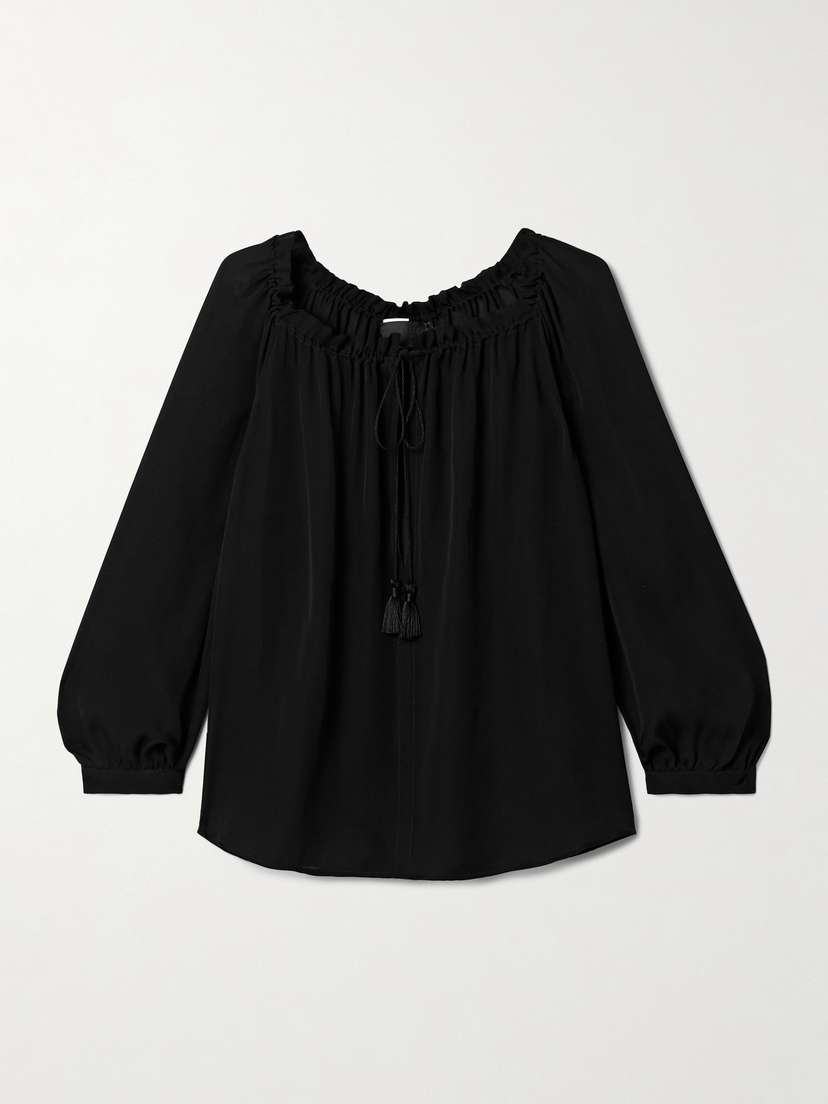 Nili Lotan Carley Gathered Silk-chiffon Blouse
