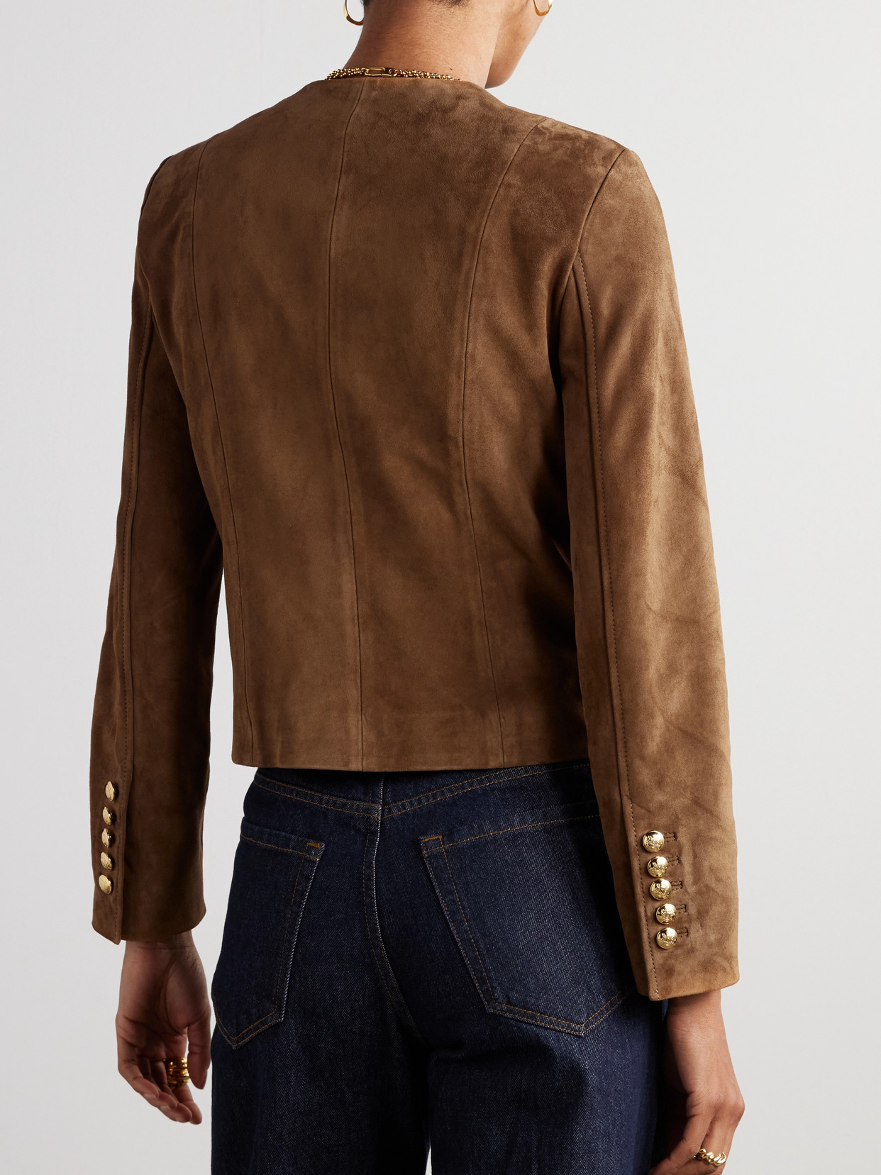 Nili Lotan Nanon Suede Jacket In Brown