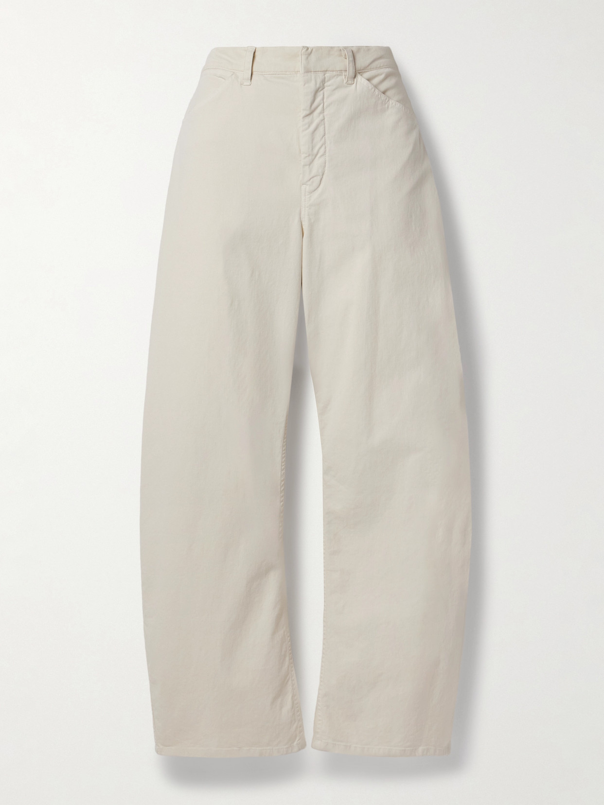 Nili Lotan Tribeca Brushed Cotton-blend Twill Barrel-leg Pants In Ivory