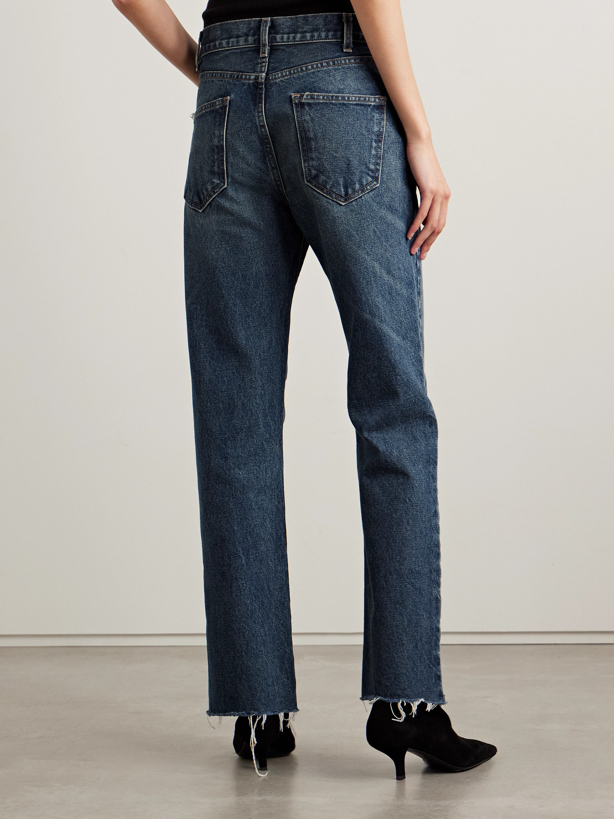 Nili Lotan Whiskering Effect Mid-rise Straight-legged Jeans In Blue