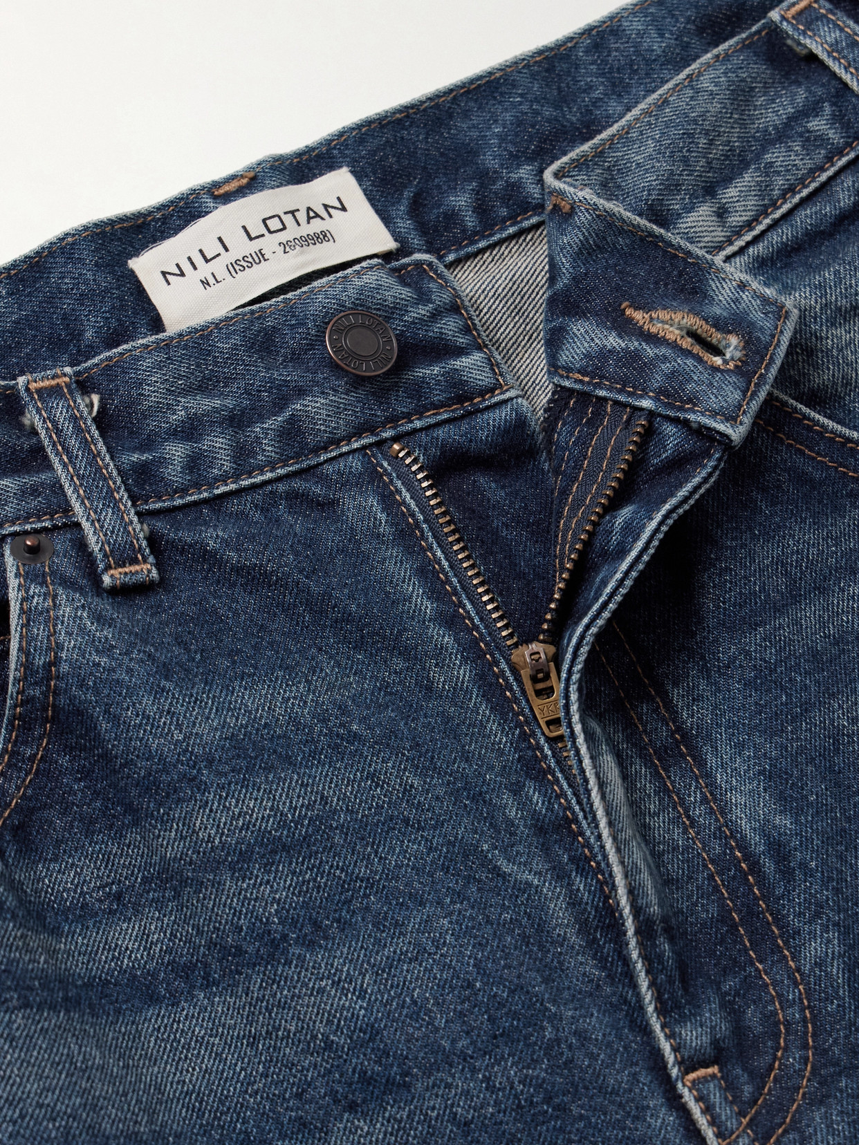 Nili Lotan Whiskering Effect Mid-rise Straight-legged Jeans In Blue