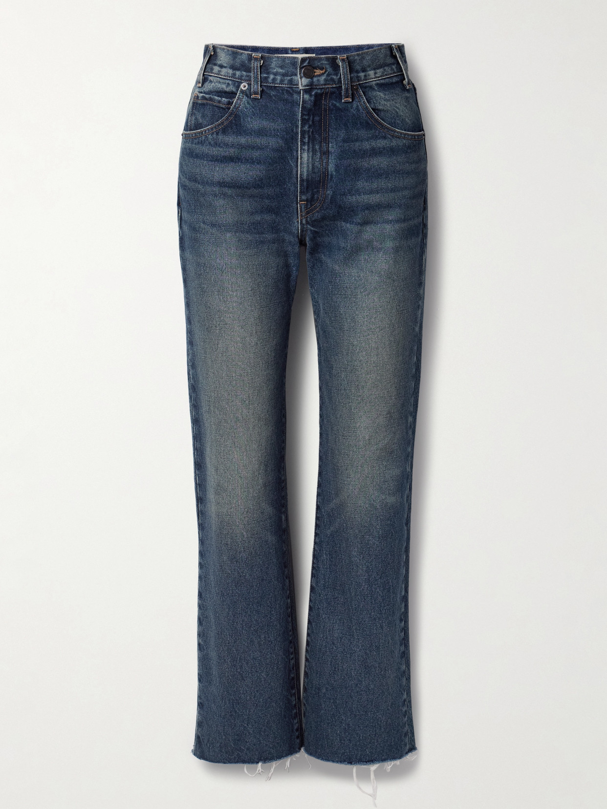 Nili Lotan Whiskering Effect Mid-rise Straight-legged Jeans In Blue
