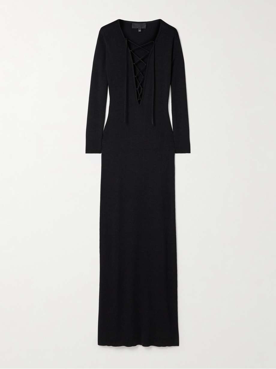 bowie lace-up silk-jersey maxi dress
