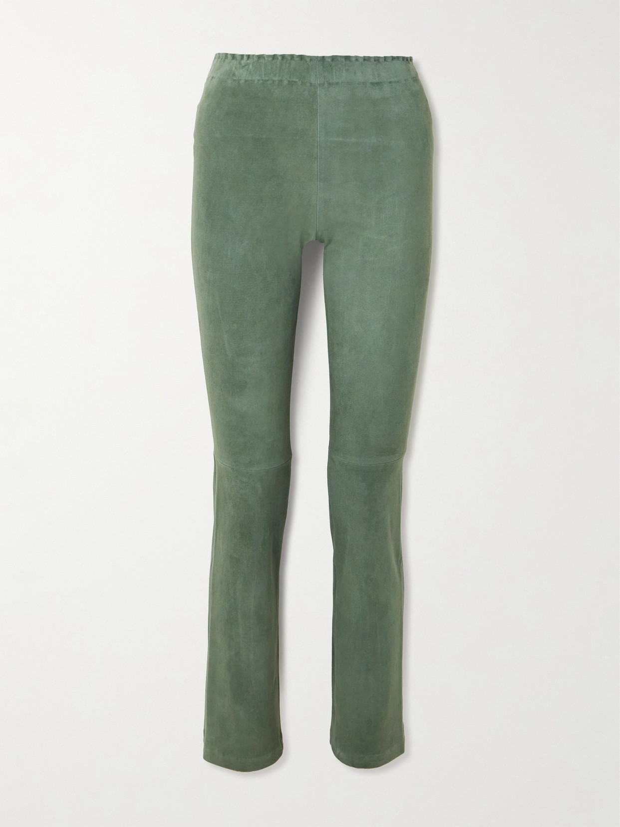 Stouls Jp Paneled Suede Flared Pants In Green