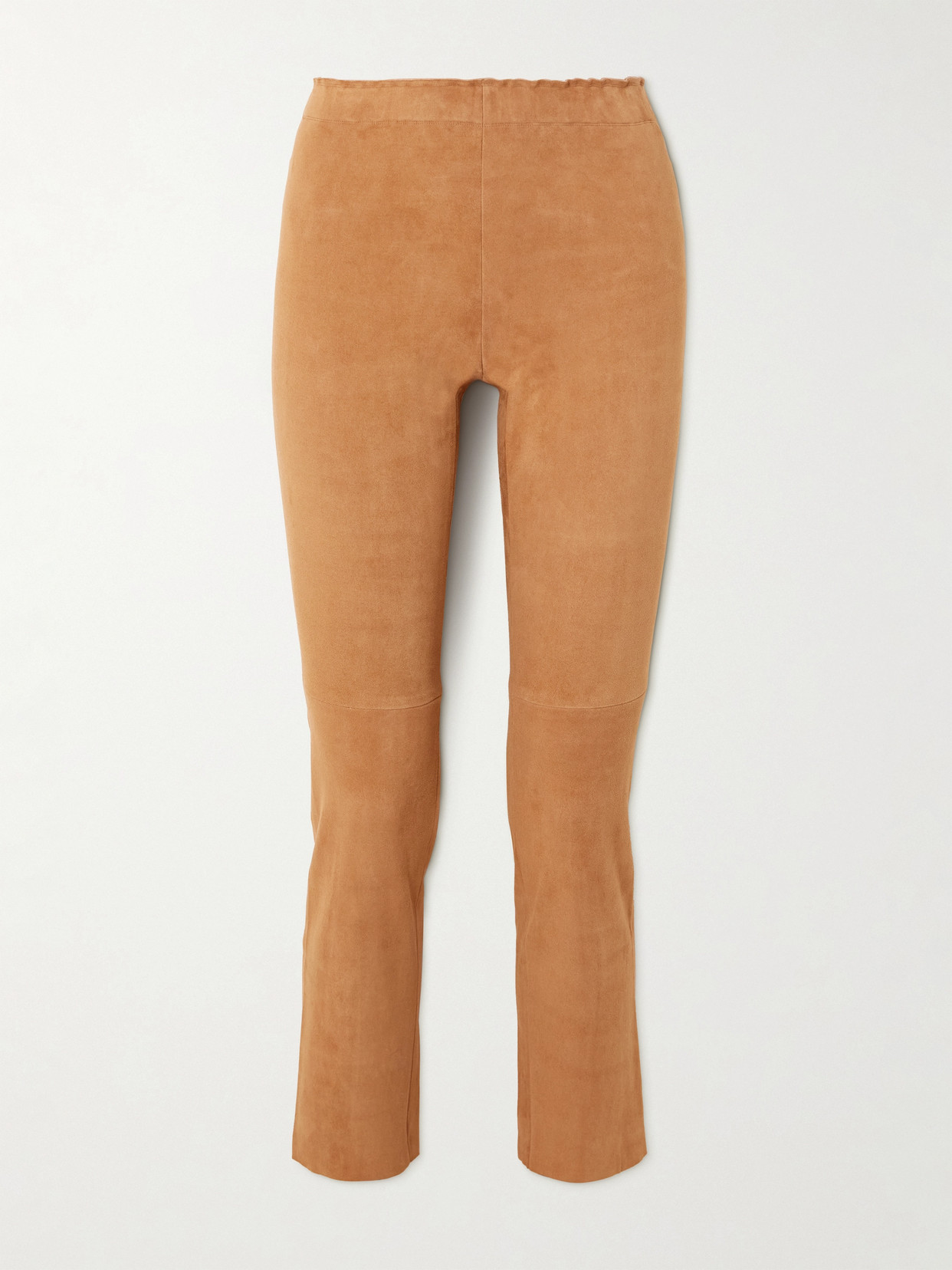 Stouls Jacky Cropped Stretch-suede Leggings In Brown