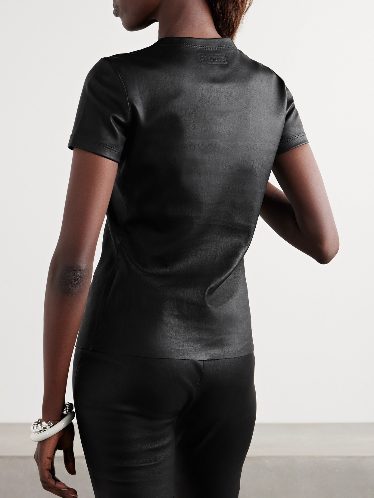 Stouls S.05 Leather T-shirt In Black