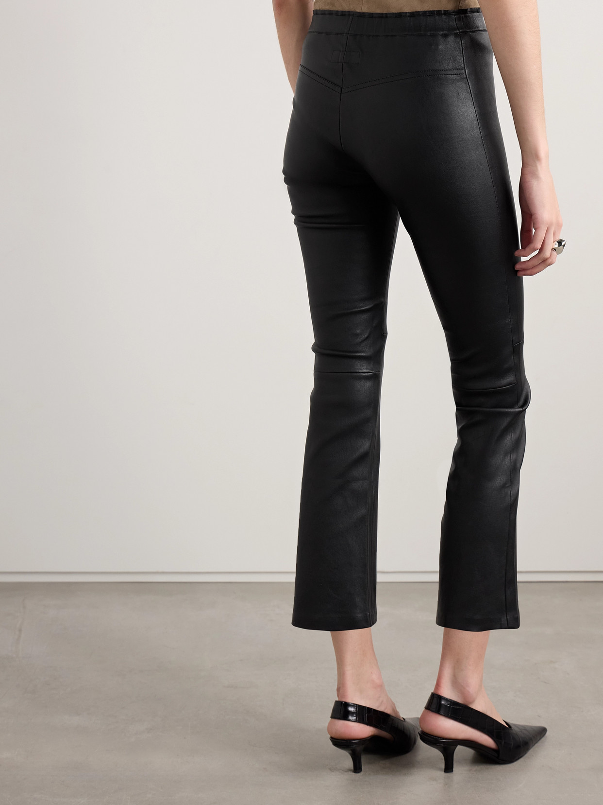 Stouls Jp Twenty Cropped Leather Flared Leggings In Black