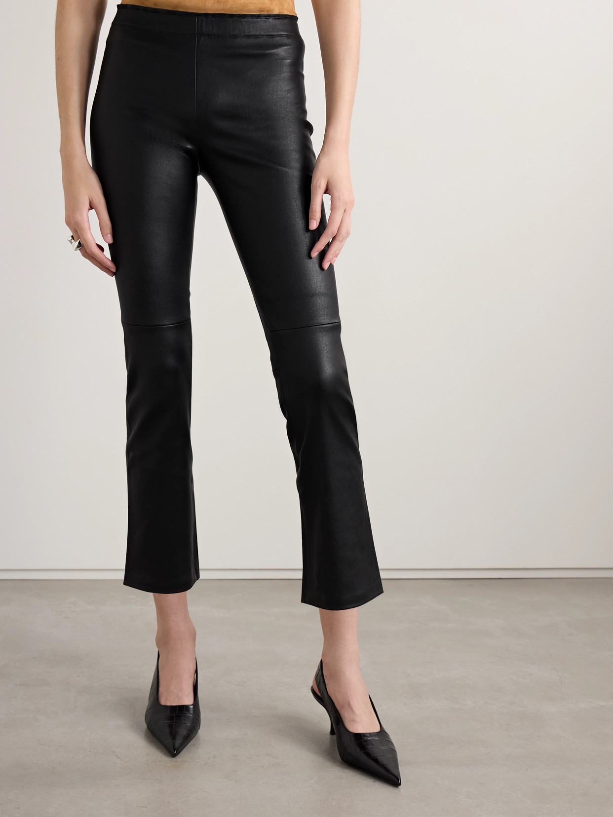 Stouls Jp Twenty Cropped Leather Flared Leggings In Black