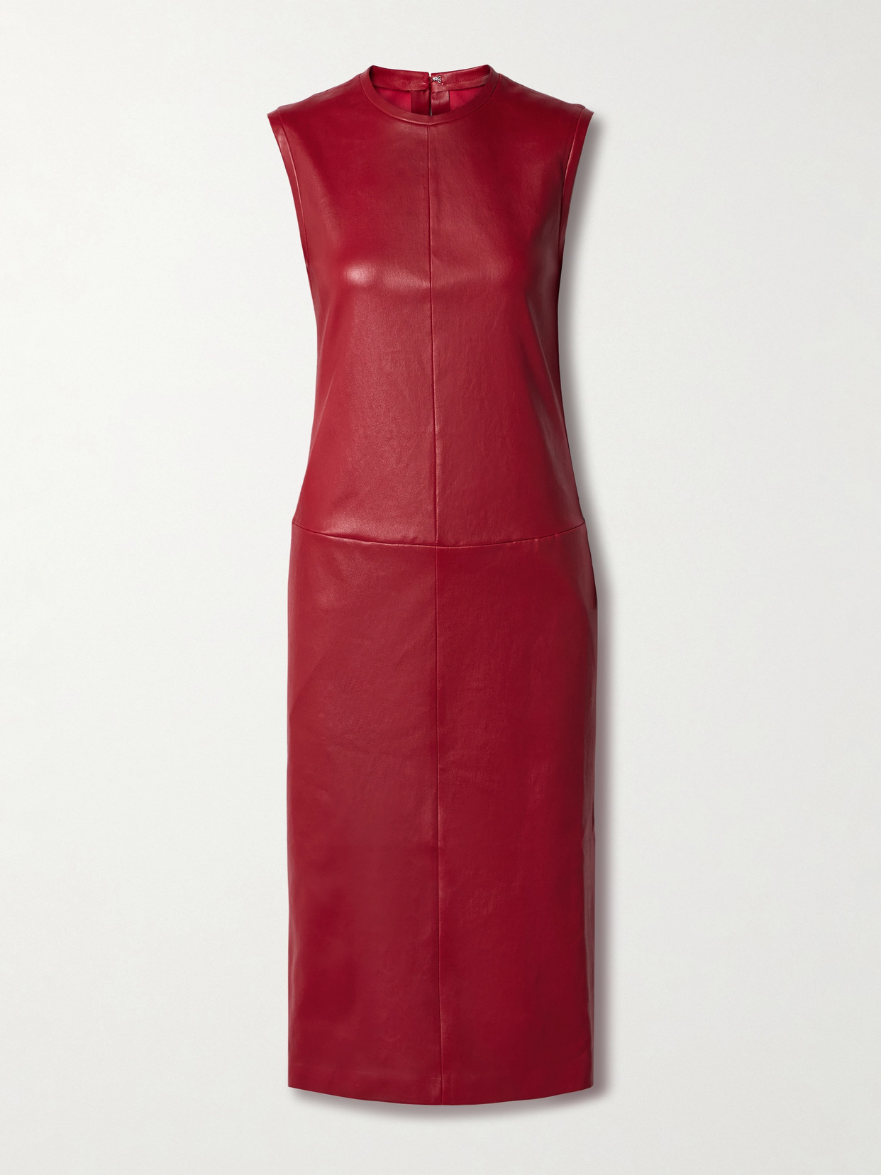 Stouls Caro Paneled Leather Midi Dress In Burgundy