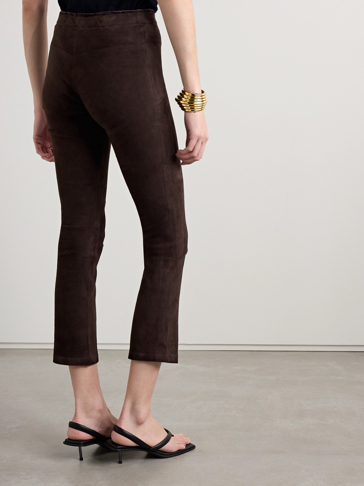 Stouls Jp Twenty Cropped Suede Flared Leggings In Brown