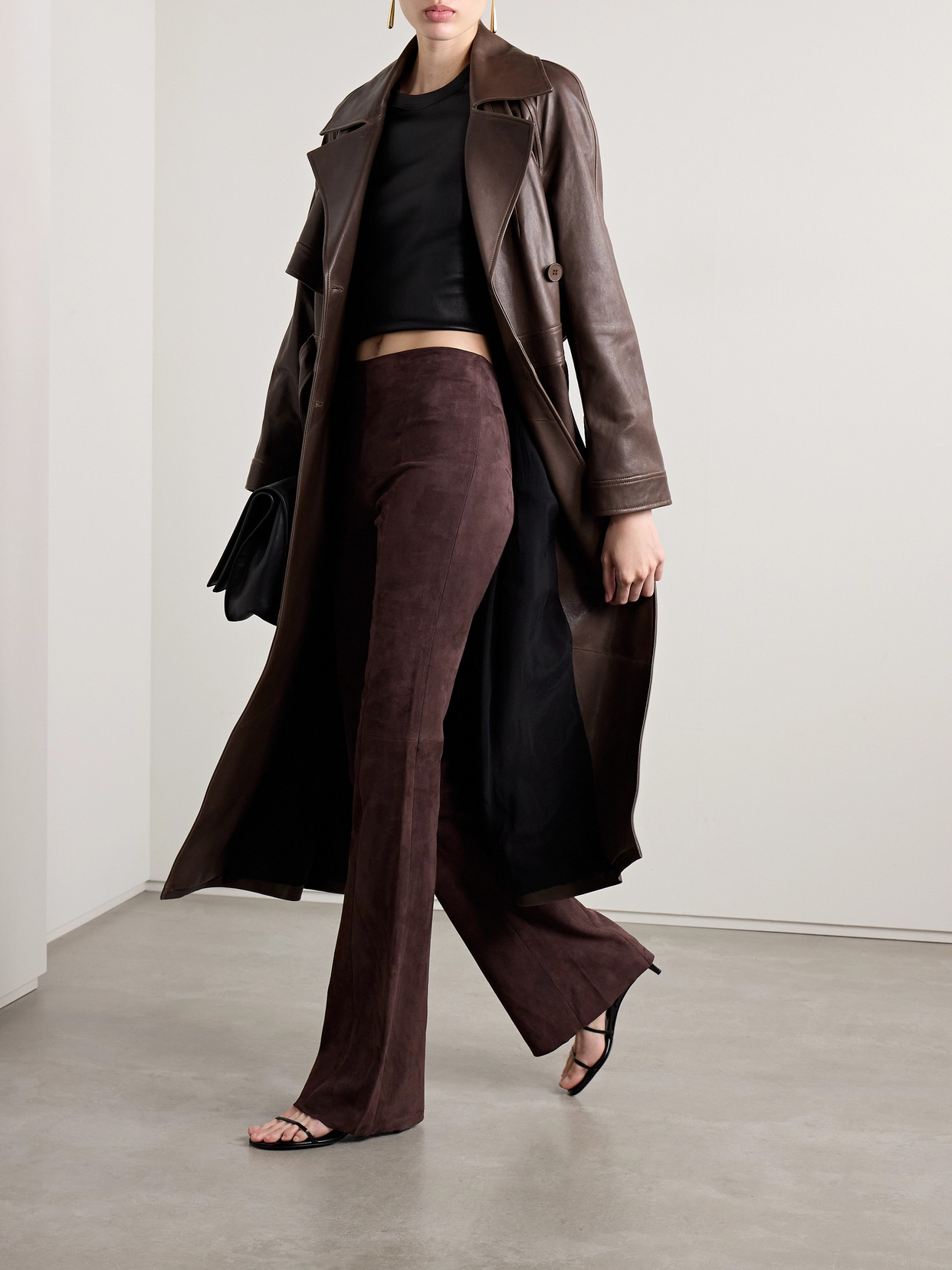 Stouls Gégé Suede Flared Pants In Brown