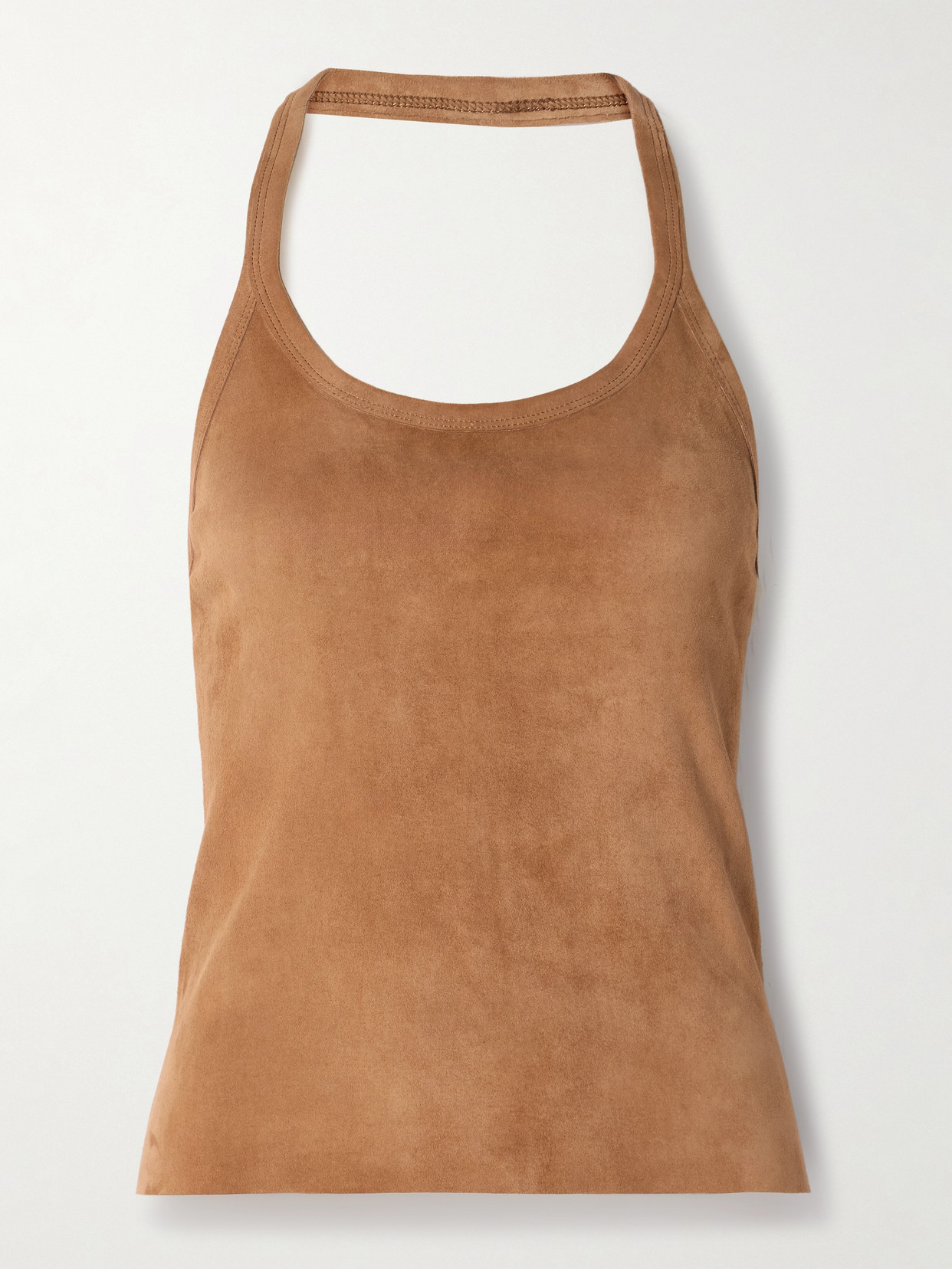 Stouls Cherry Open-back Suede Halterneck Tank In Brown