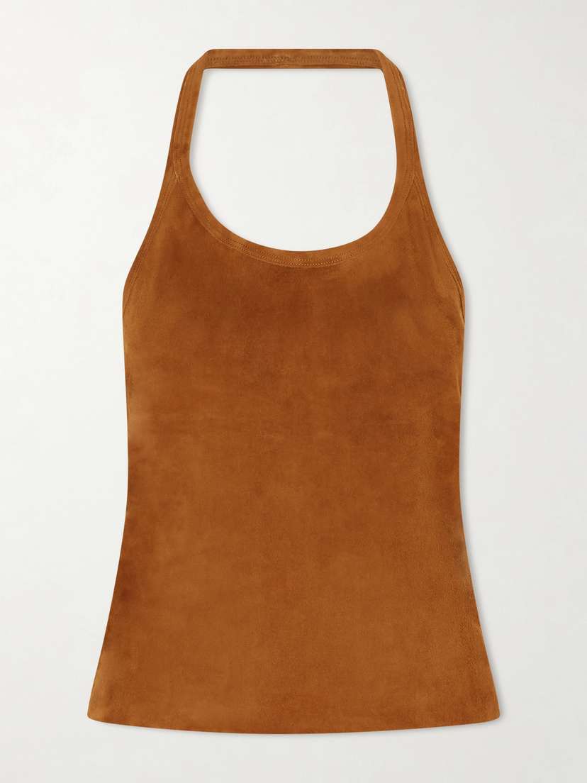 STOULS Cherry Open-back Suede Halterneck Tank