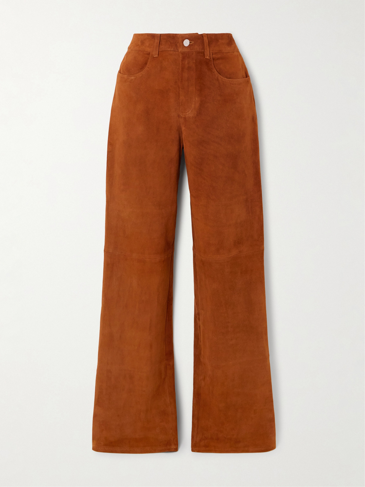 Stouls Mythéo Paneled Suede Straight-leg Pants In Brown