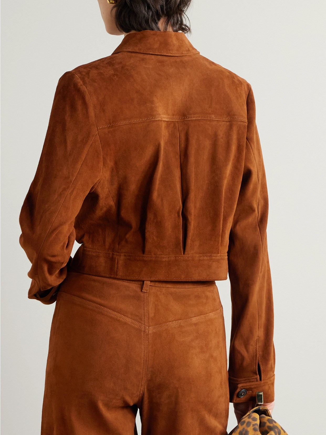 Stouls Léoncino Cropped Suede Jacket In Brown