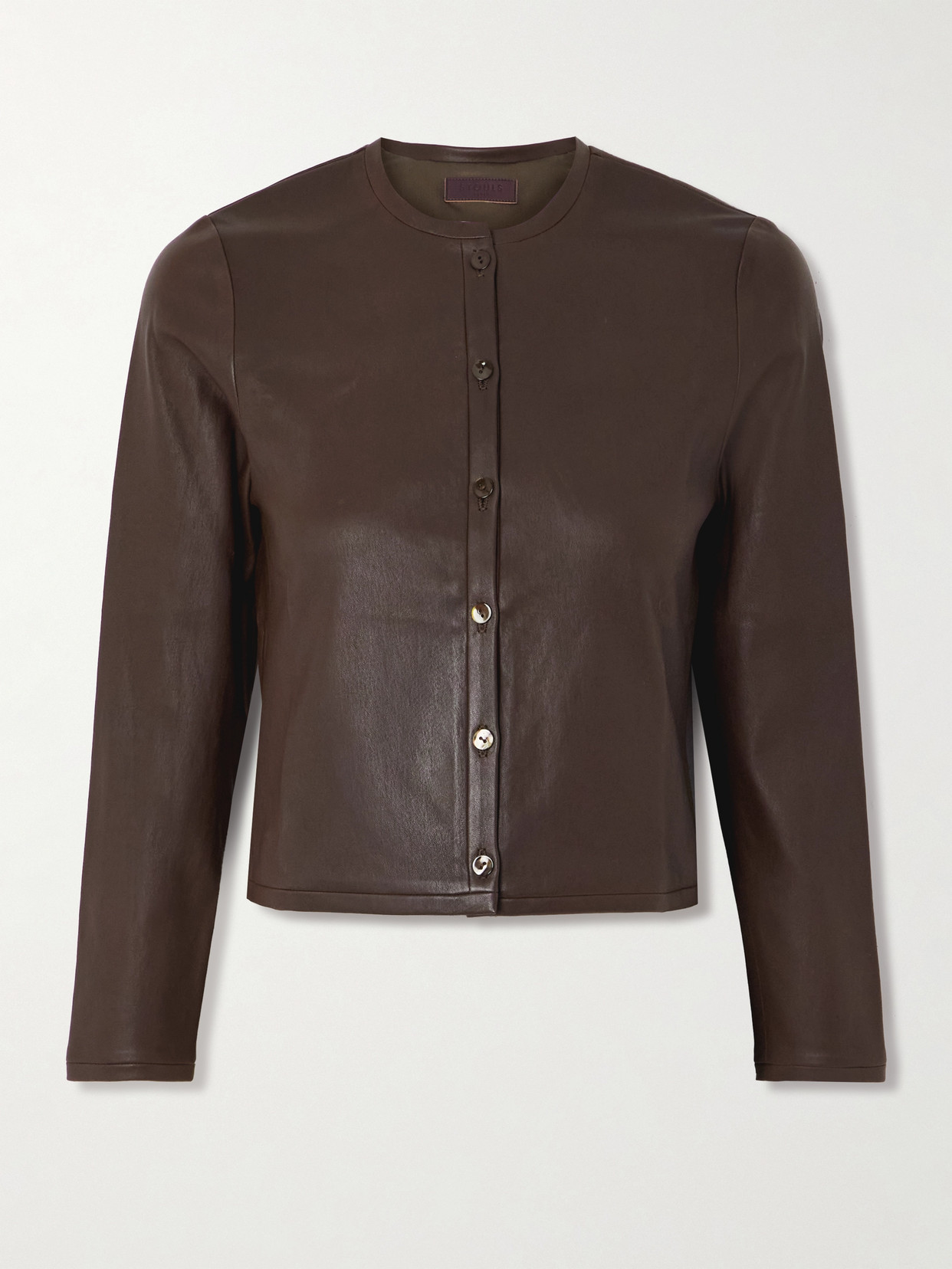 Stouls Astrid Cropped Leather Jacket In Brown