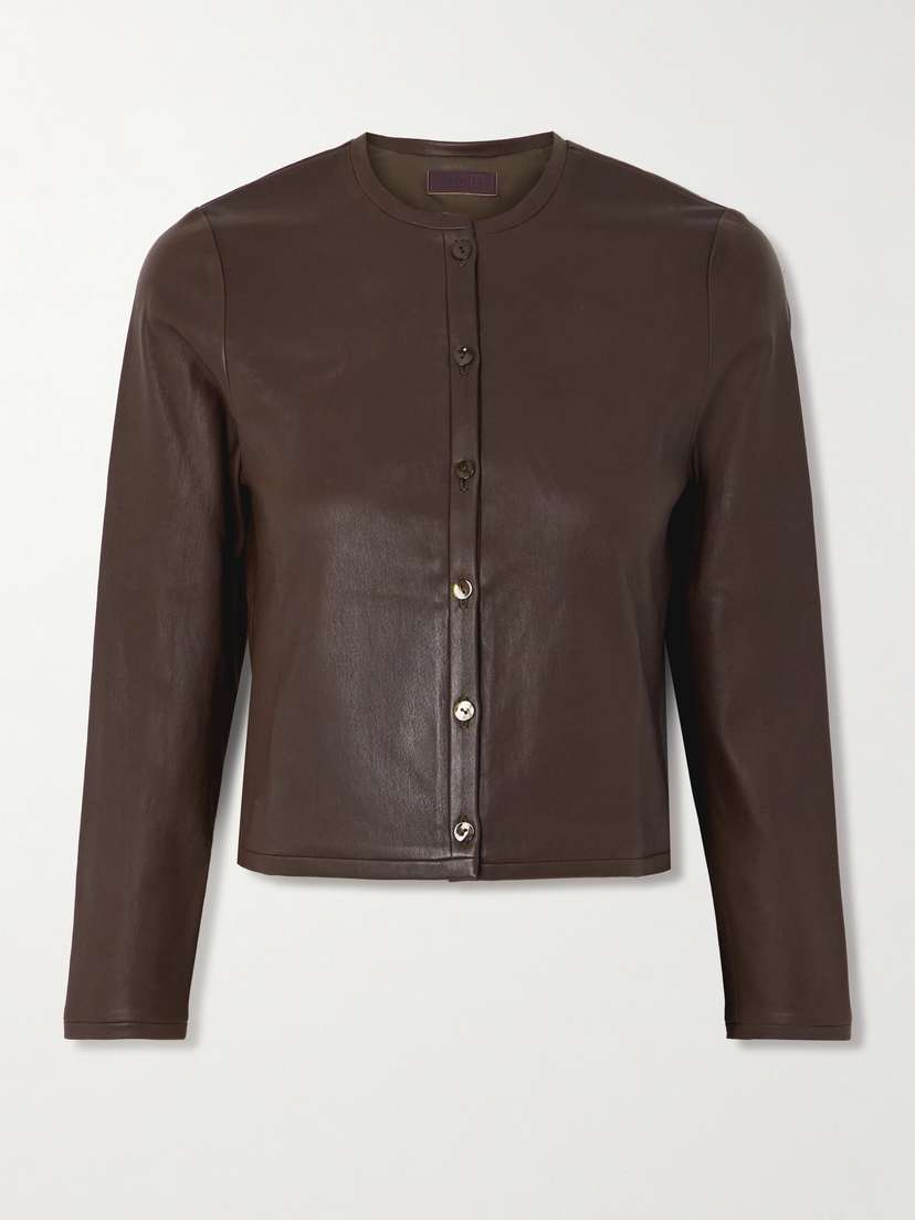 STOULS Astrid Cropped Leather Cardigan