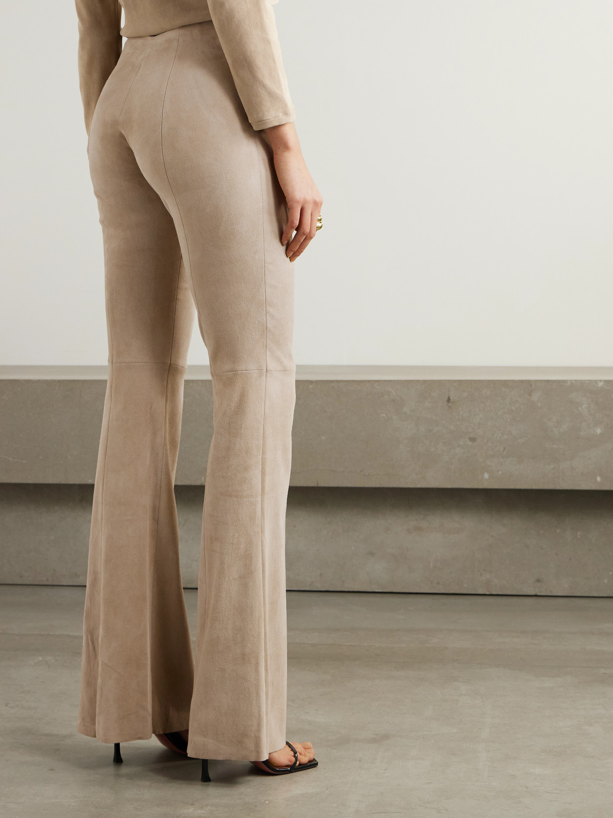 Stouls Gégé Suede Flared Pants In Neutrals