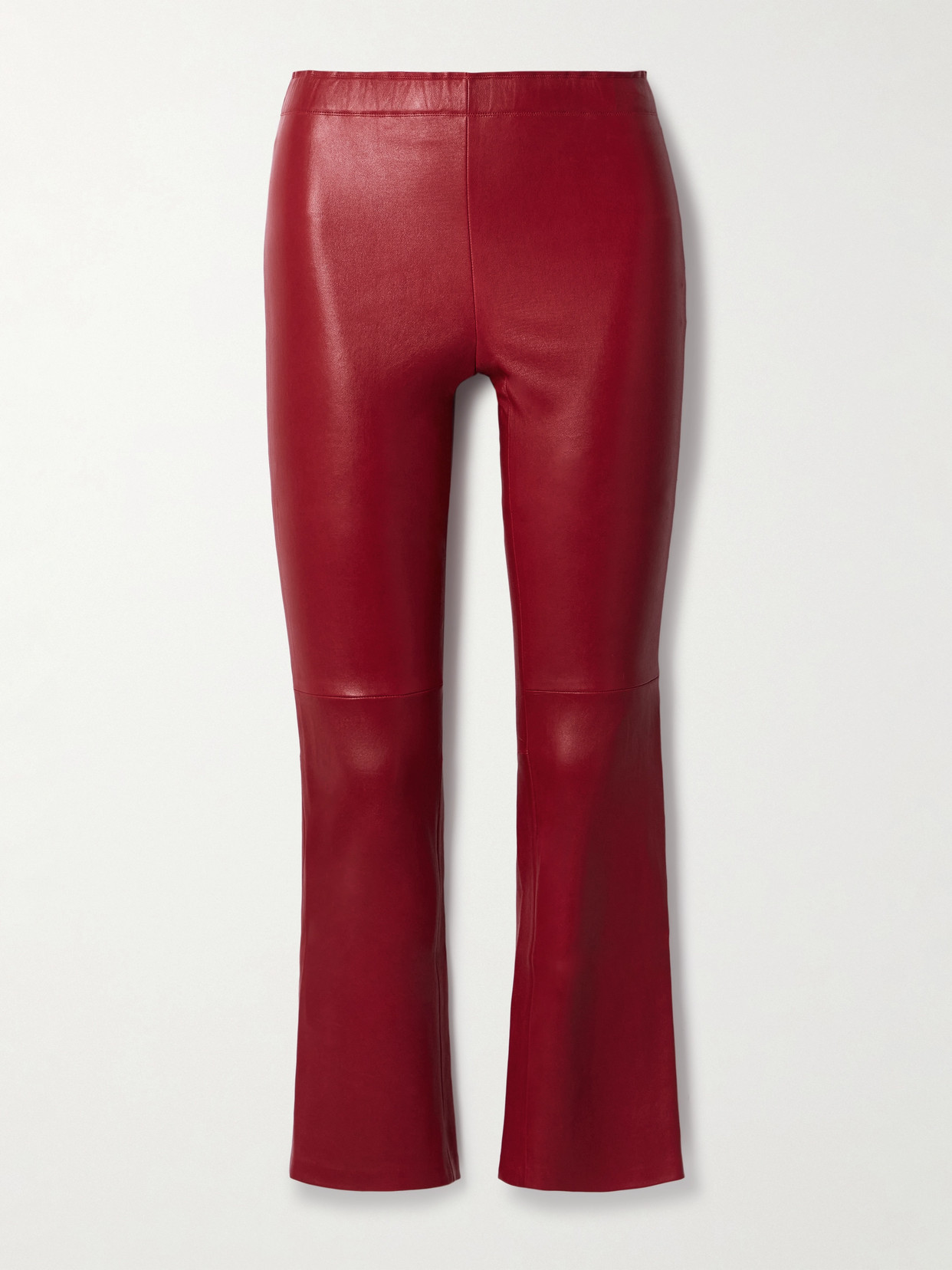 Stouls Jp Twenty Cropped Leather Flared Leggings In Burgundy